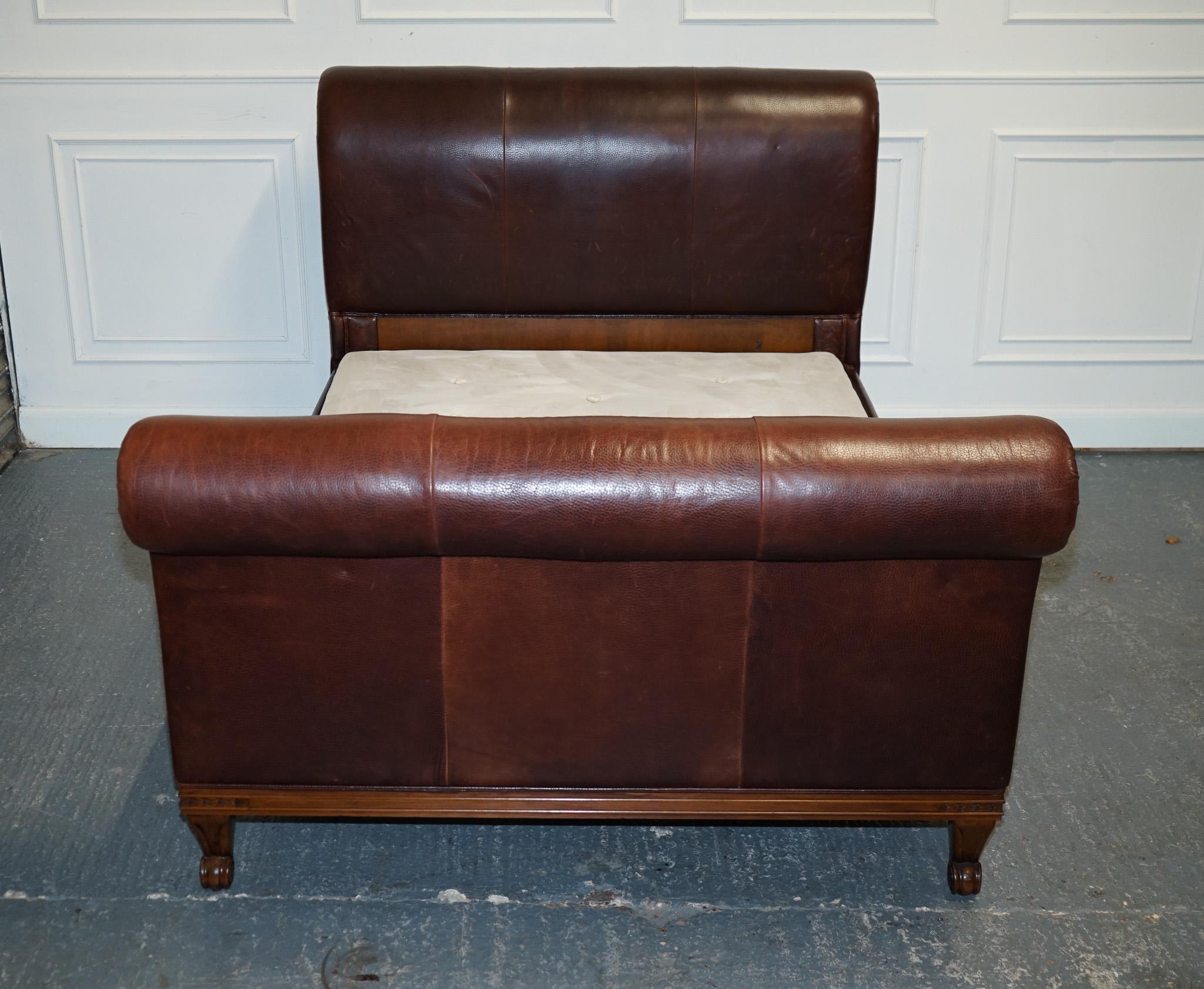 Leather AND SO TO BED BONAPARTE KING SiZE CARVED WOOD LEATHER BED RRP £14000 For Sale