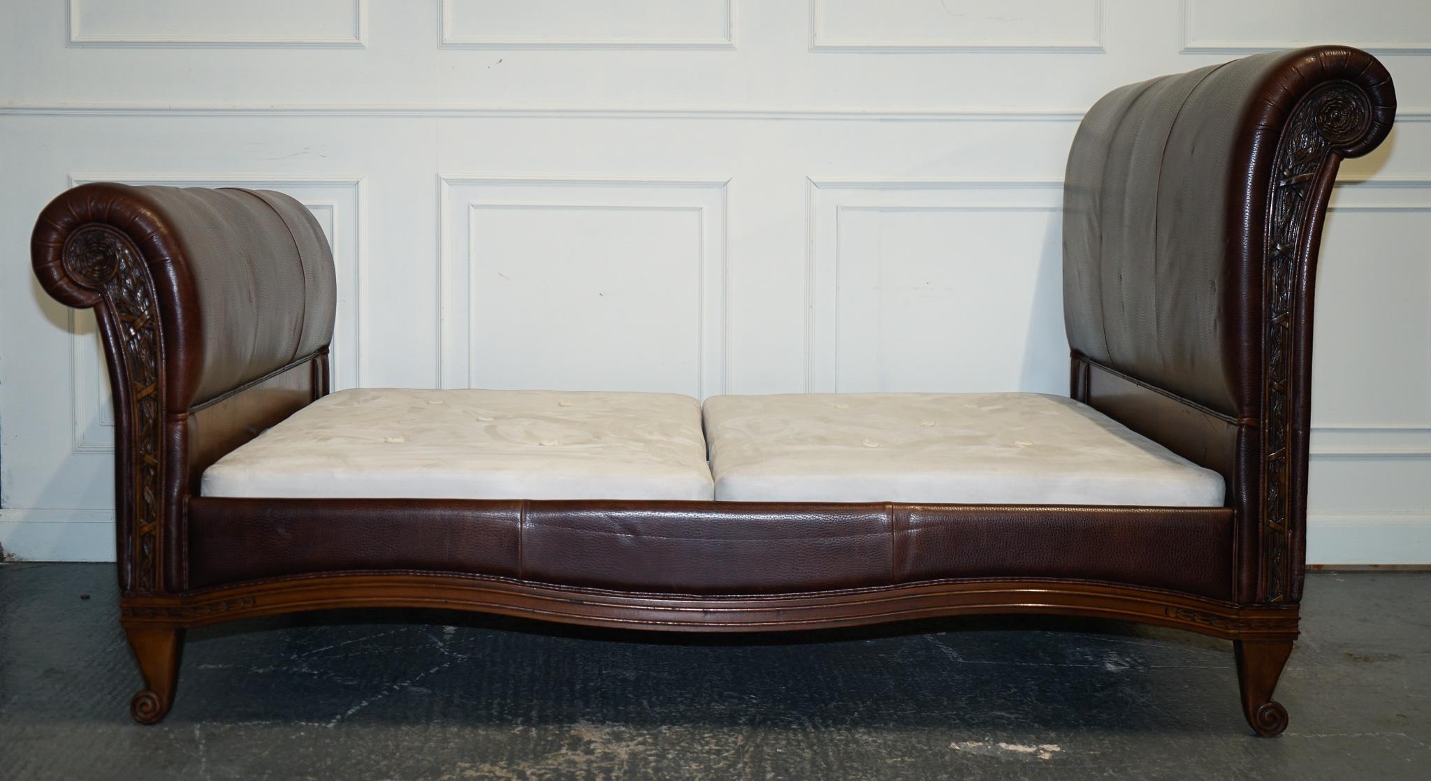 AND SO TO BED BONAPARTE KING SiZE CARVED WOOD LEATHER BED RRP £14000 For Sale 1