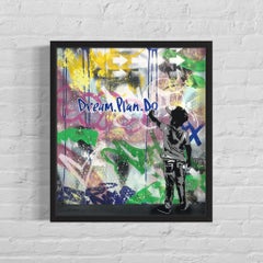 Get It Done Mixed Media Artwork, Acrylic on Wood Panel, Framed, 2010+