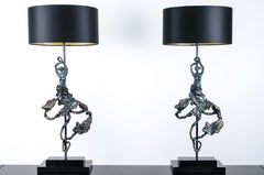 'Andalucia'  Bronze sculptural table lamps, pair