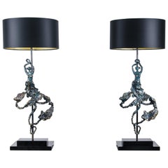 'Andalucia' Pair of  Bronze Sculptural Table Lamps, limited edition