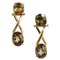AJD Andalusite and 18 Karat Yellow Gold Post Earrings