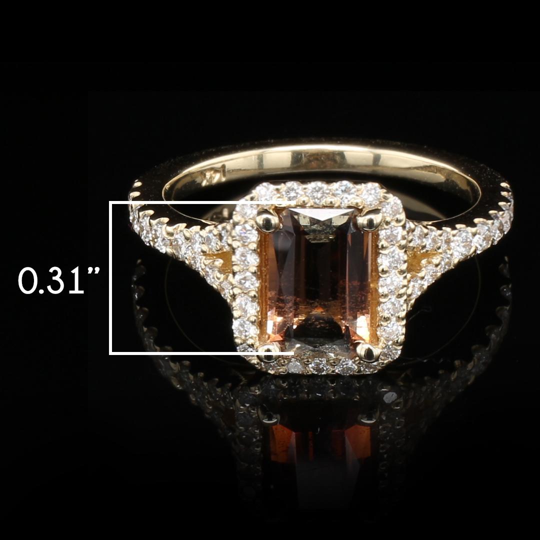 Andalusite and Diamond Halo Ring in 14kt Yellow Gold For Sale 2