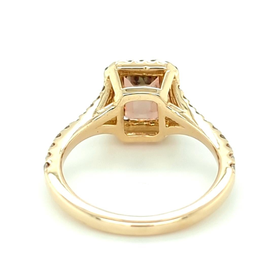 Andalusite and Diamond Halo Ring in 14kt Yellow Gold For Sale 3