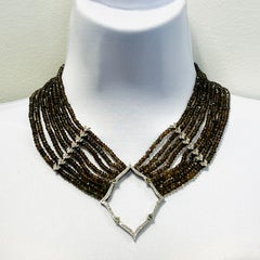 Andalusite and Multi-Shape Diamond Multi-Strand Necklace in 18K White Gold