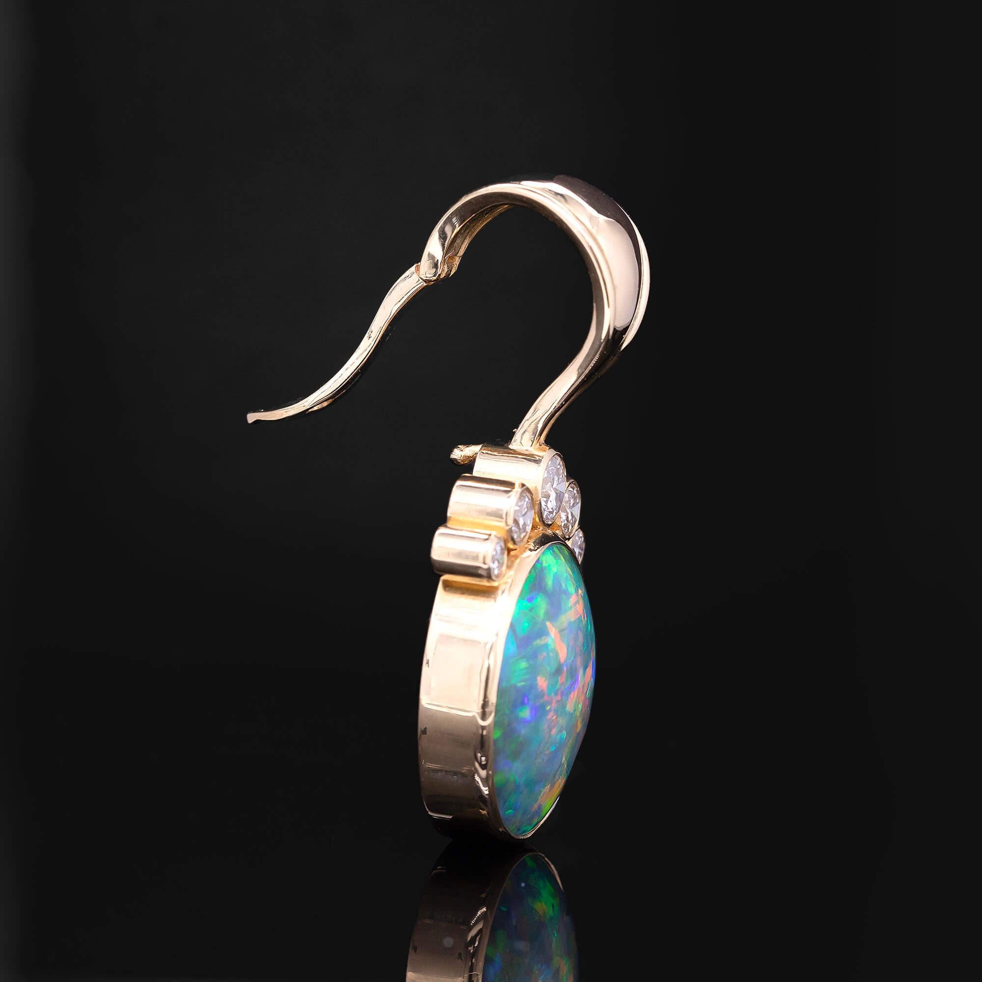 Modern Andamooka Opal & Diamond Enhancer Pendant Circa 1990s