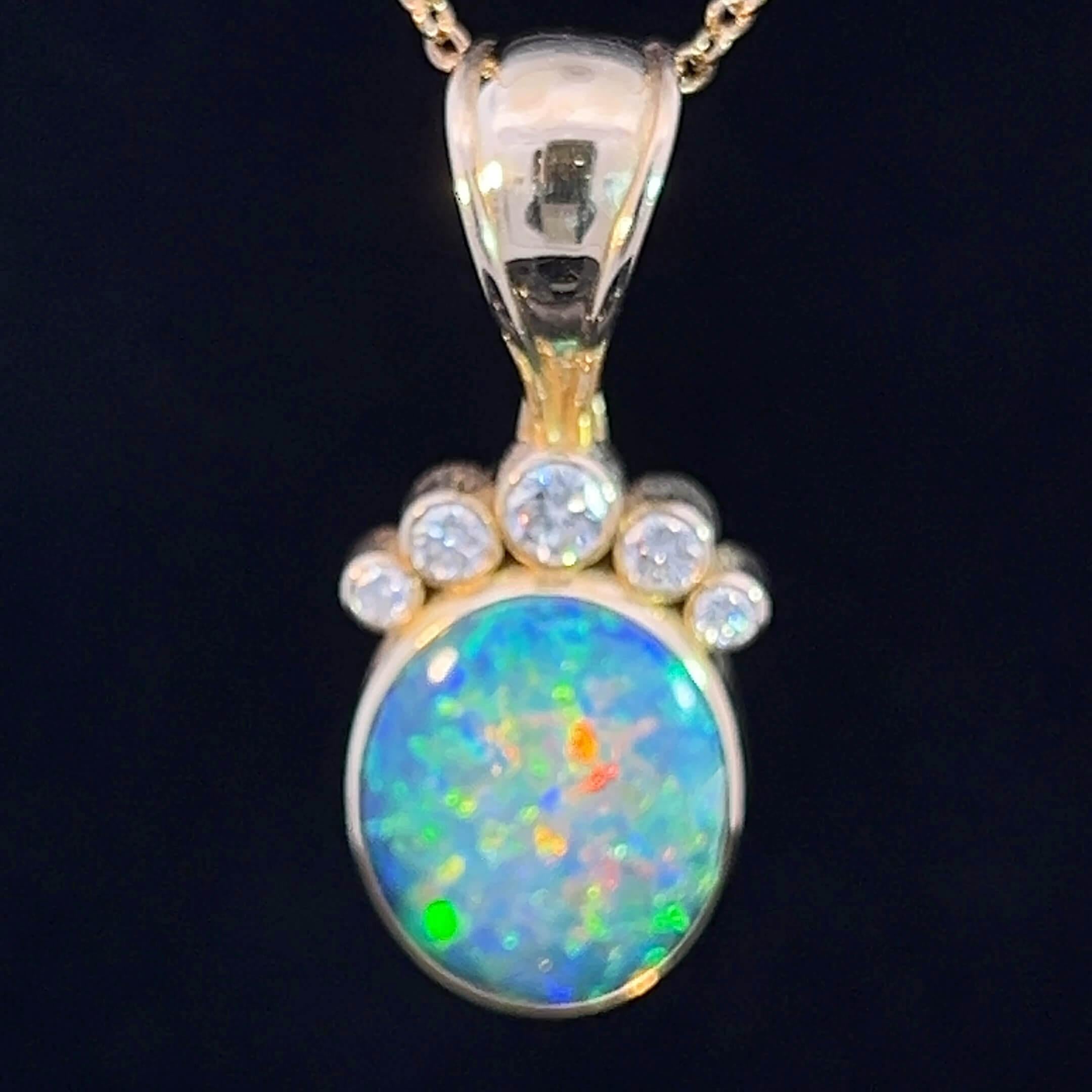 Women's or Men's Andamooka Opal & Diamond Enhancer Pendant Circa 1990s