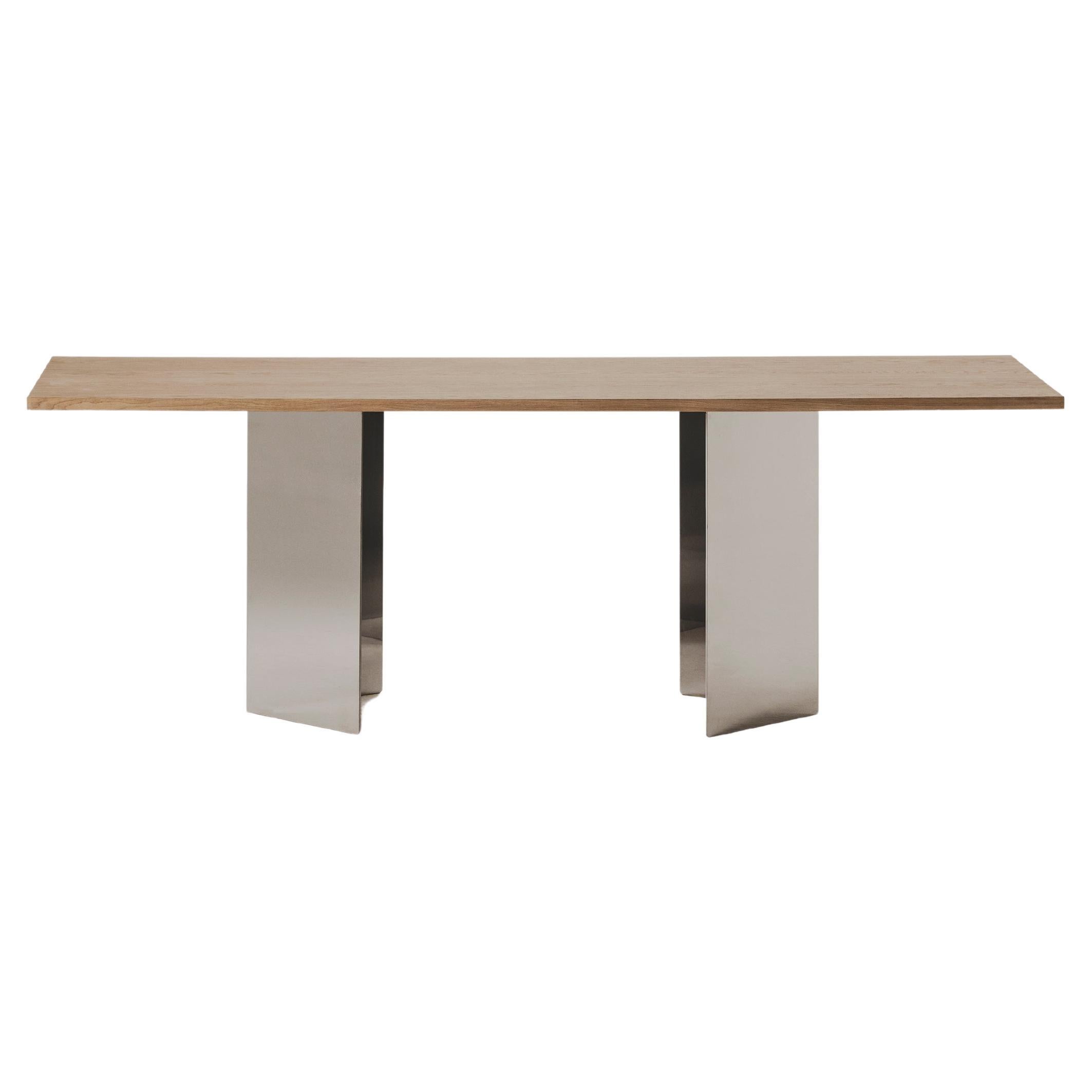 Ander Dining Table in Wood Veneer and Stainless Steel by Marlot Baus