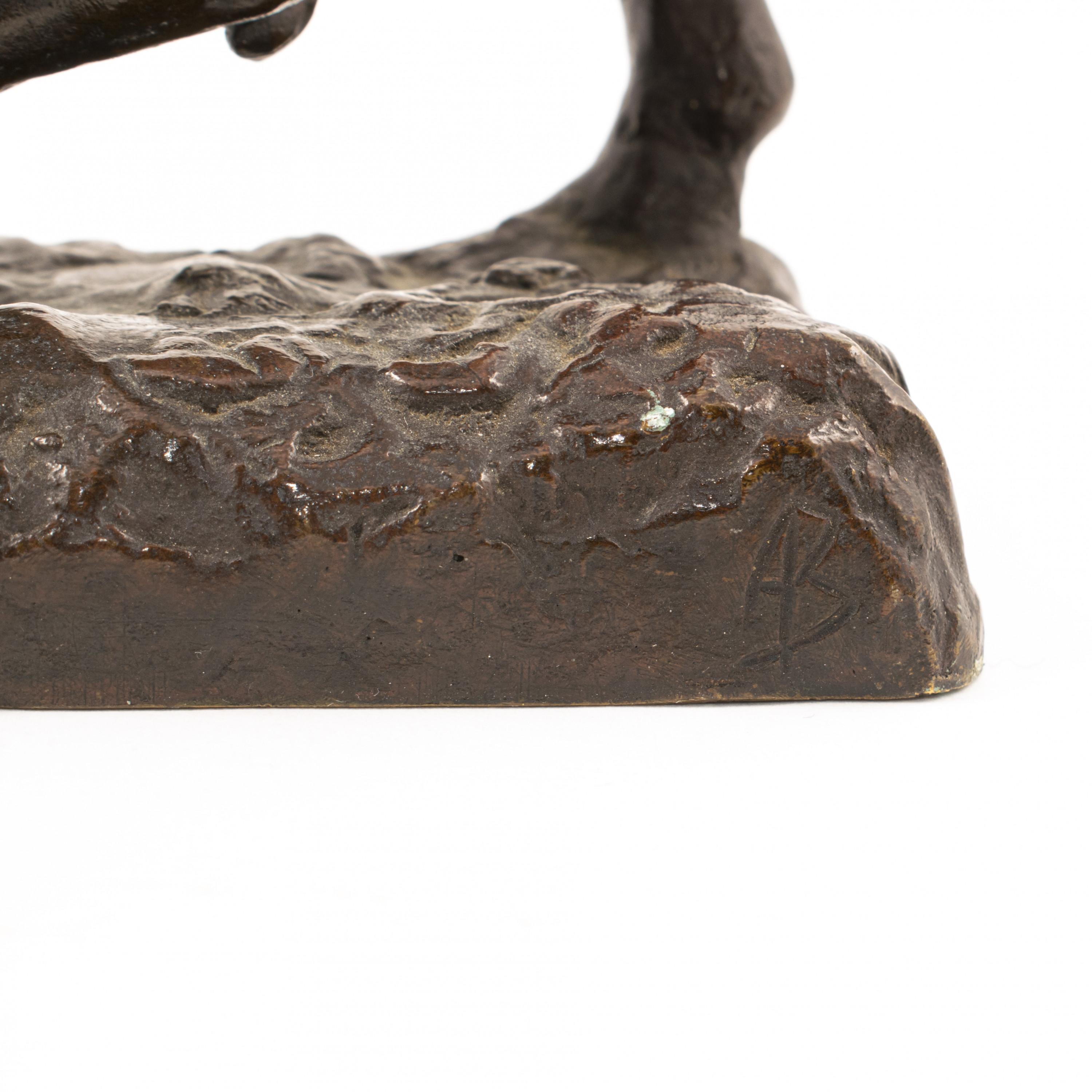 Danish Anders Bundgaard, Miniature Sculpture of an Ox in Patinated Bronze