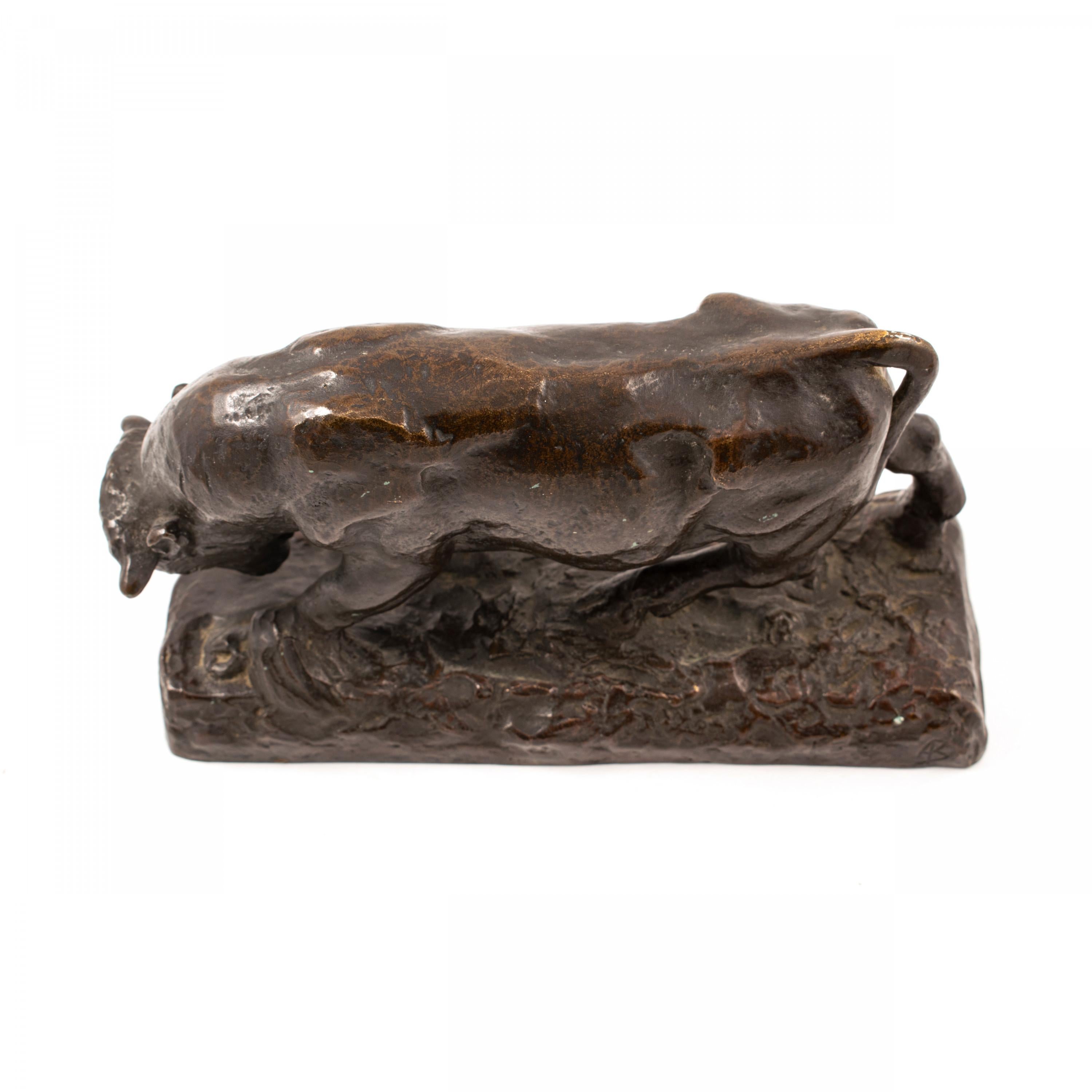 Anders Bundgaard, Miniature Sculpture of an Ox in Patinated Bronze In Good Condition In Kastrup, DK