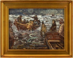 Vintage Anders Hune, Lifeboat, Oil Painting