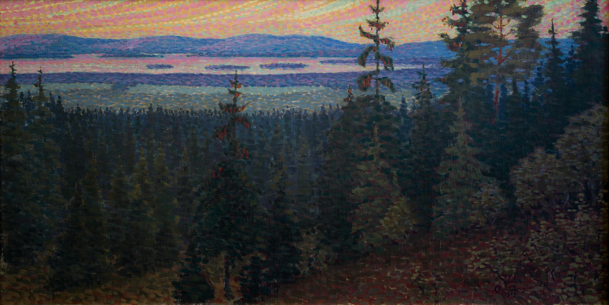 A Poitillist (Pointillisme) Paysage nord, 1913  - Painting de Anders Loman