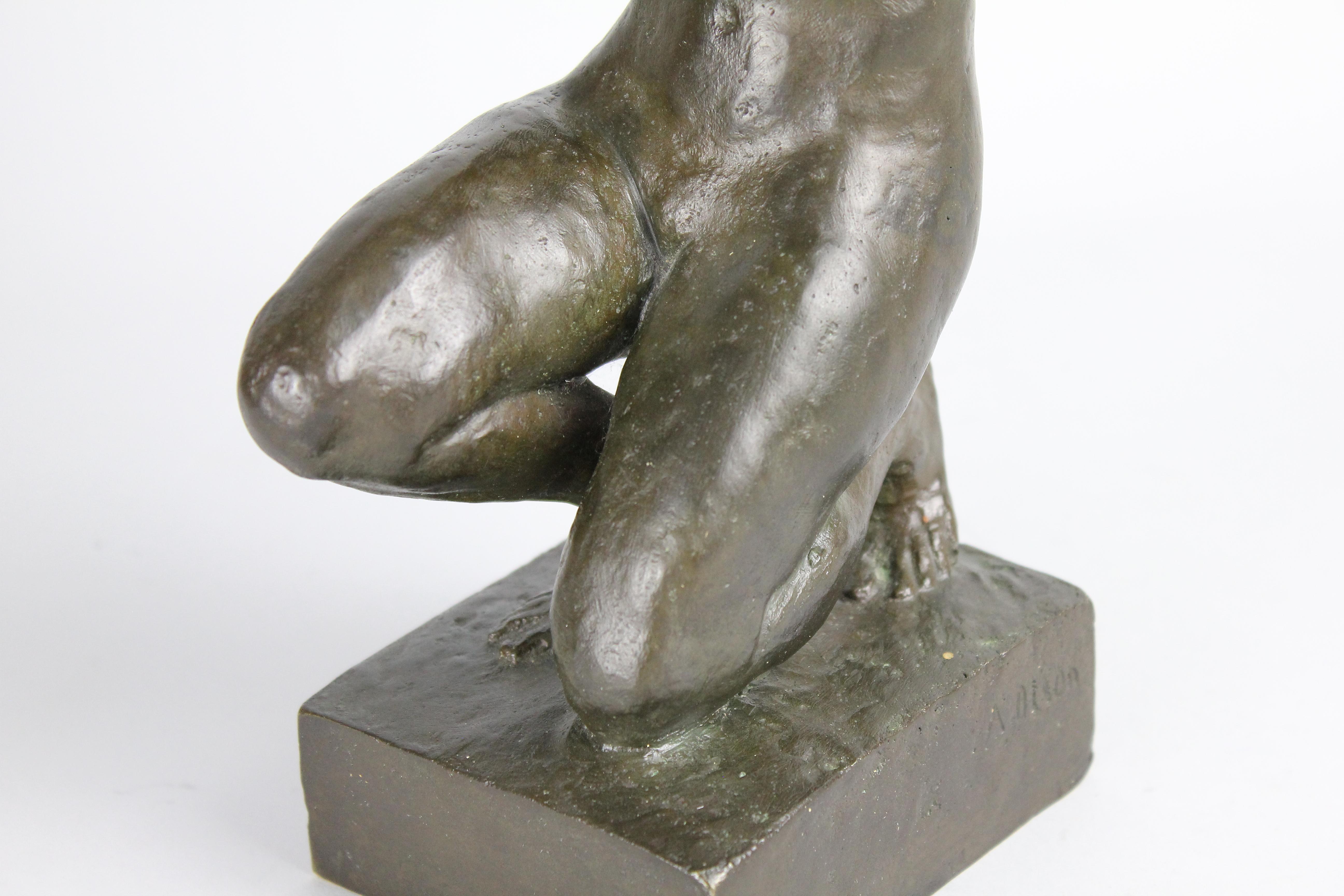Anders Olson, Swedish Bronze Nude Sculpture, 1930s For Sale 9