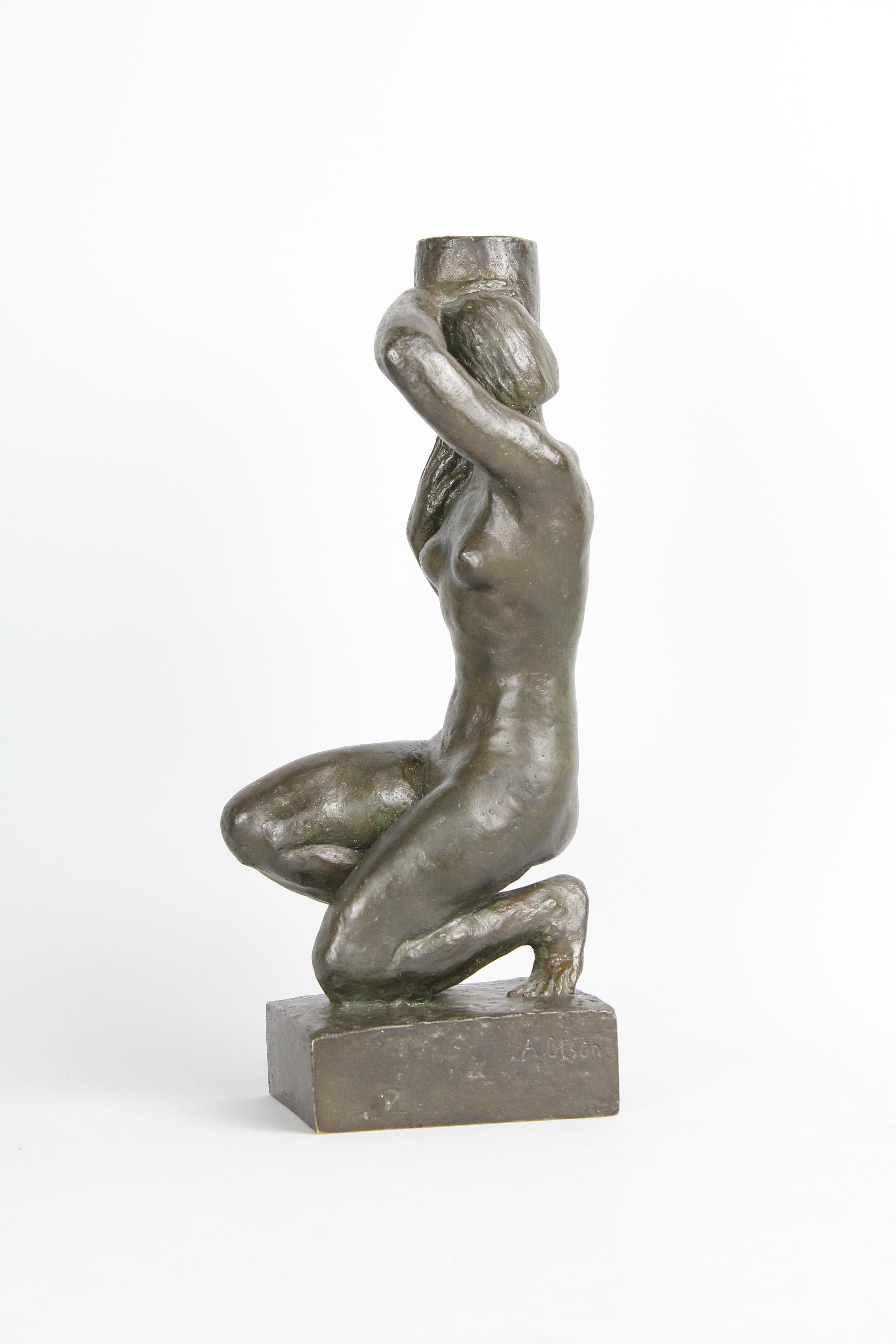 Scandinavian Modern Anders Olson, Swedish Bronze Nude Sculpture, 1930s For Sale