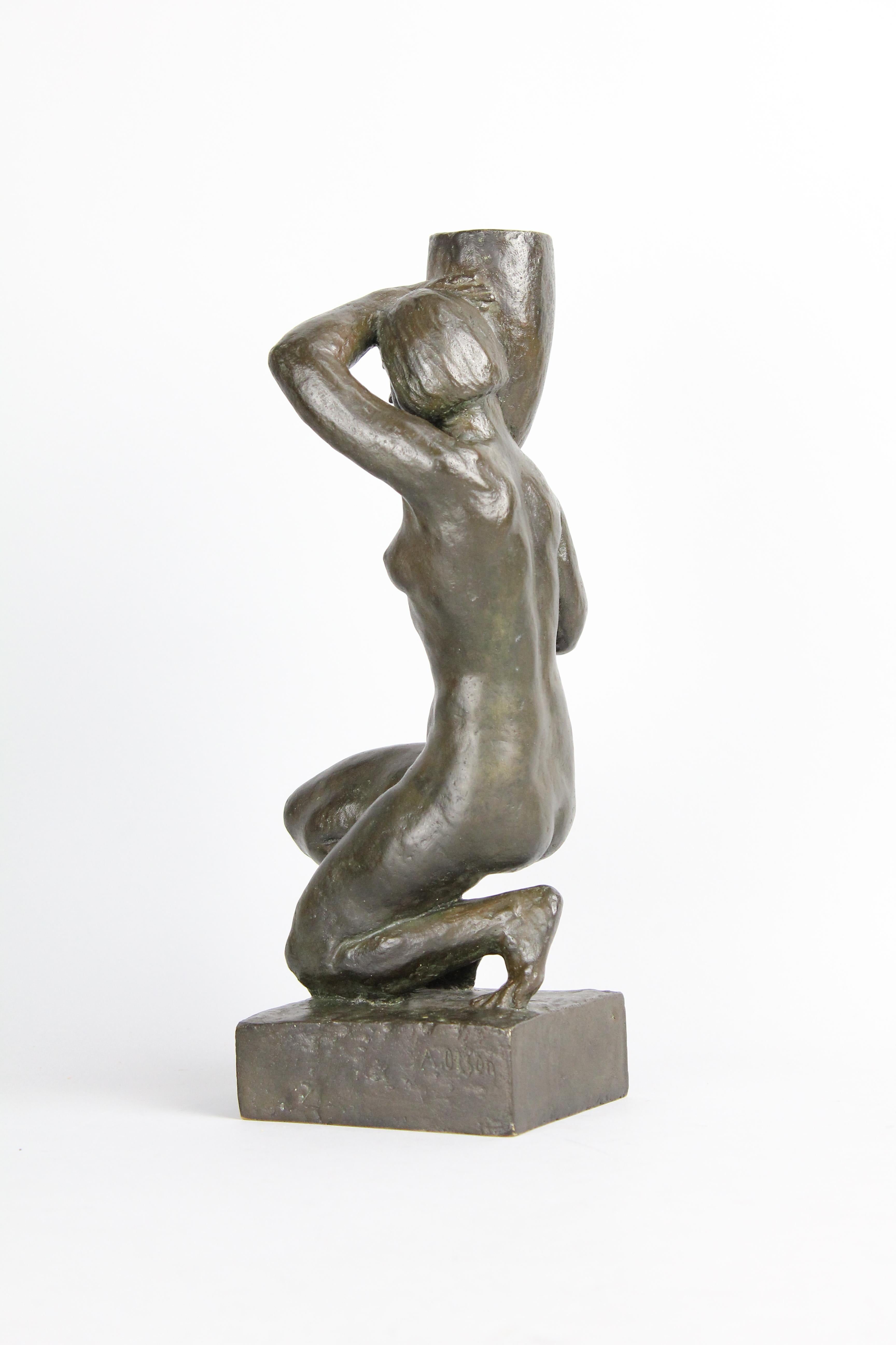 Patinato Anders Olson, Scultura svedese di nudo in bronzo, anni '30 in vendita