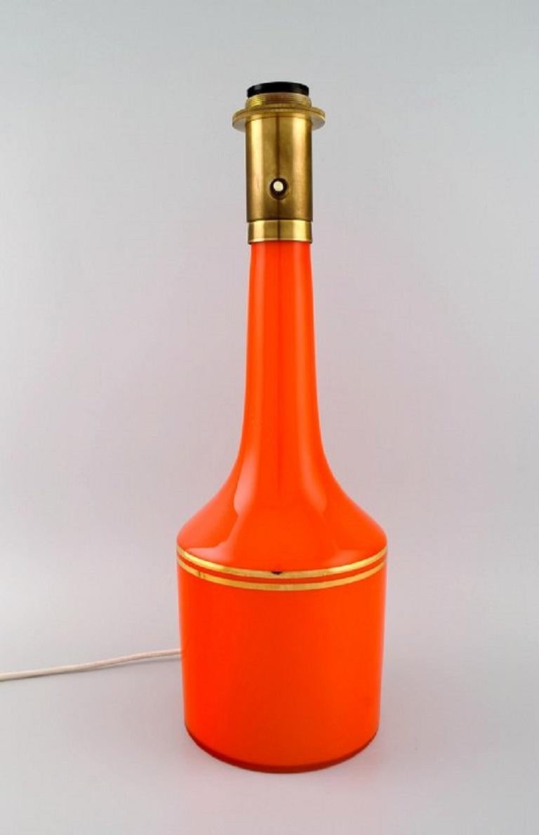 Scandinavian Modern Anders Pehrson for Ateljé Lyktan, Two Large Table Lamps in Orange Art Glass For Sale