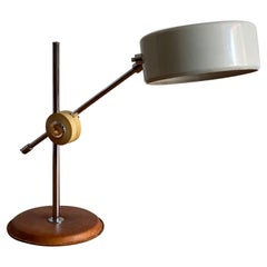 Anders Pehrson, "Simris" Table Lamp, Leather, Steel, Ateljé Lyktan, Sweden 1970s
