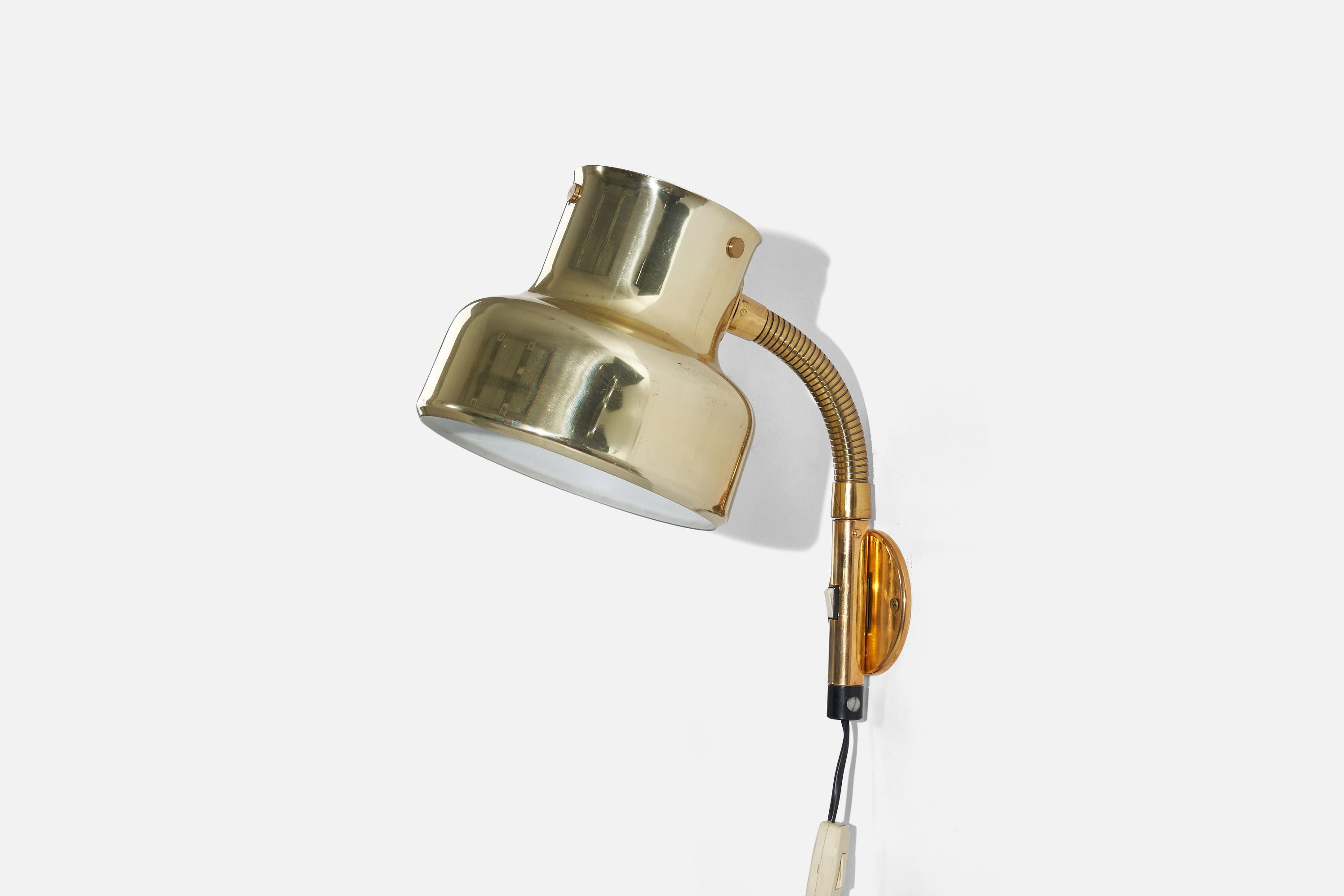 Anders Pehrson, Wall Light, Brass, Sweden, 1960s In Good Condition For Sale In High Point, NC