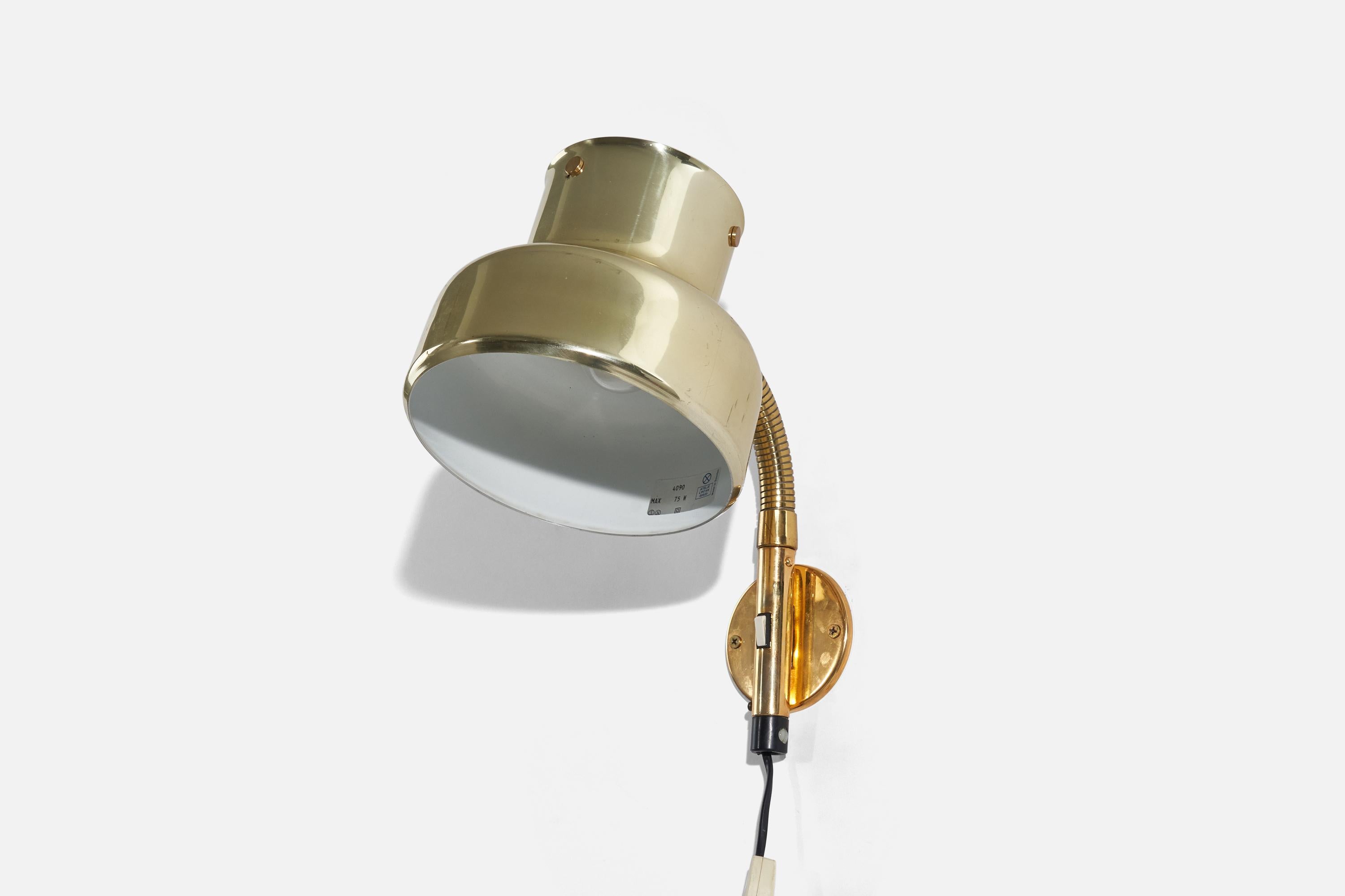 Mid-20th Century Anders Pehrson, Wall Light, Brass, Sweden, 1960s For Sale