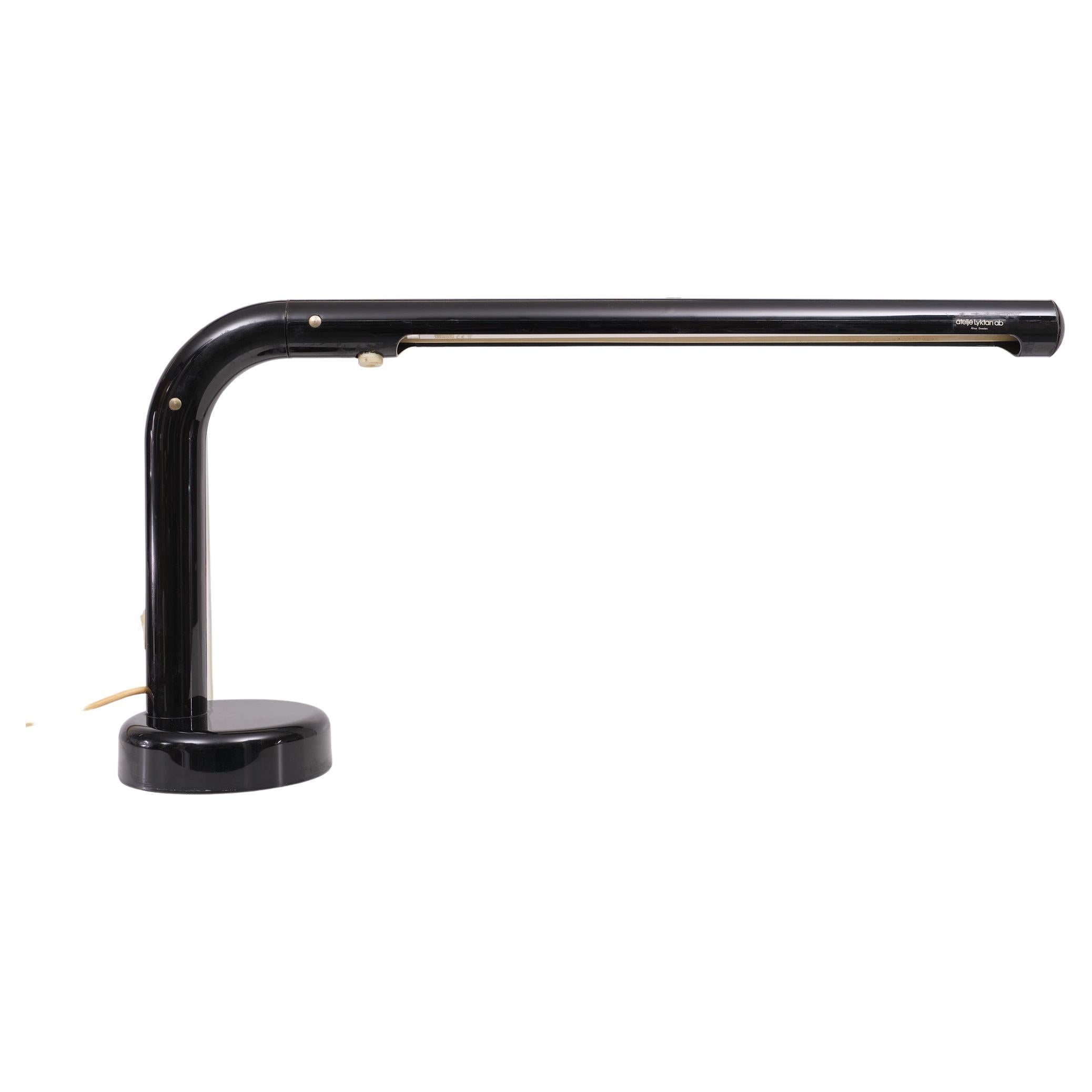 Anders Pherson for Atelje Lyktan, Black Tube Desk Lamp, 1970s, Sweden For Sale