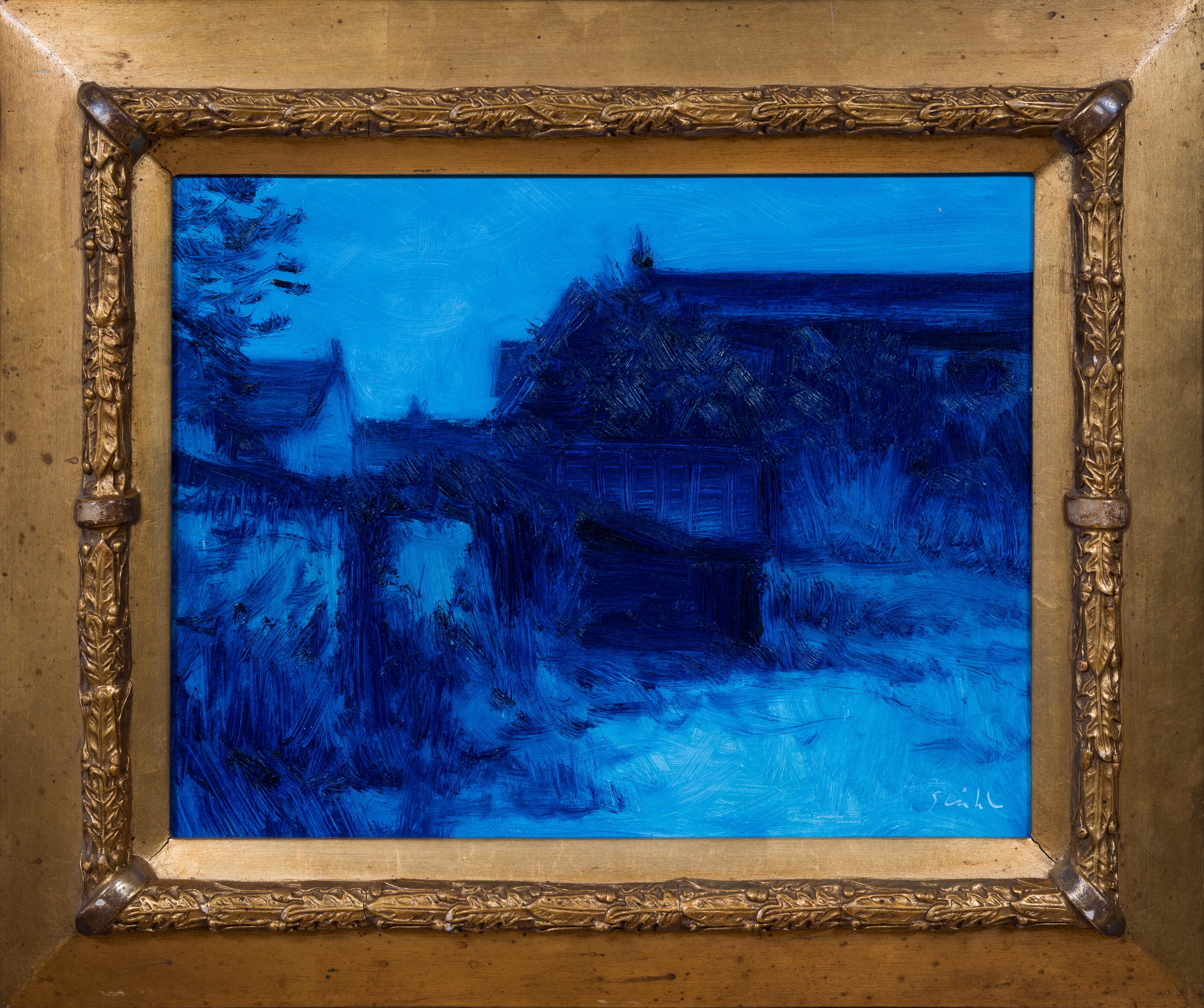 Anders Ståhl Figurative Painting - Impressionist Painting Called Blue Grez IV, (Grez-sur-Loing) 2025