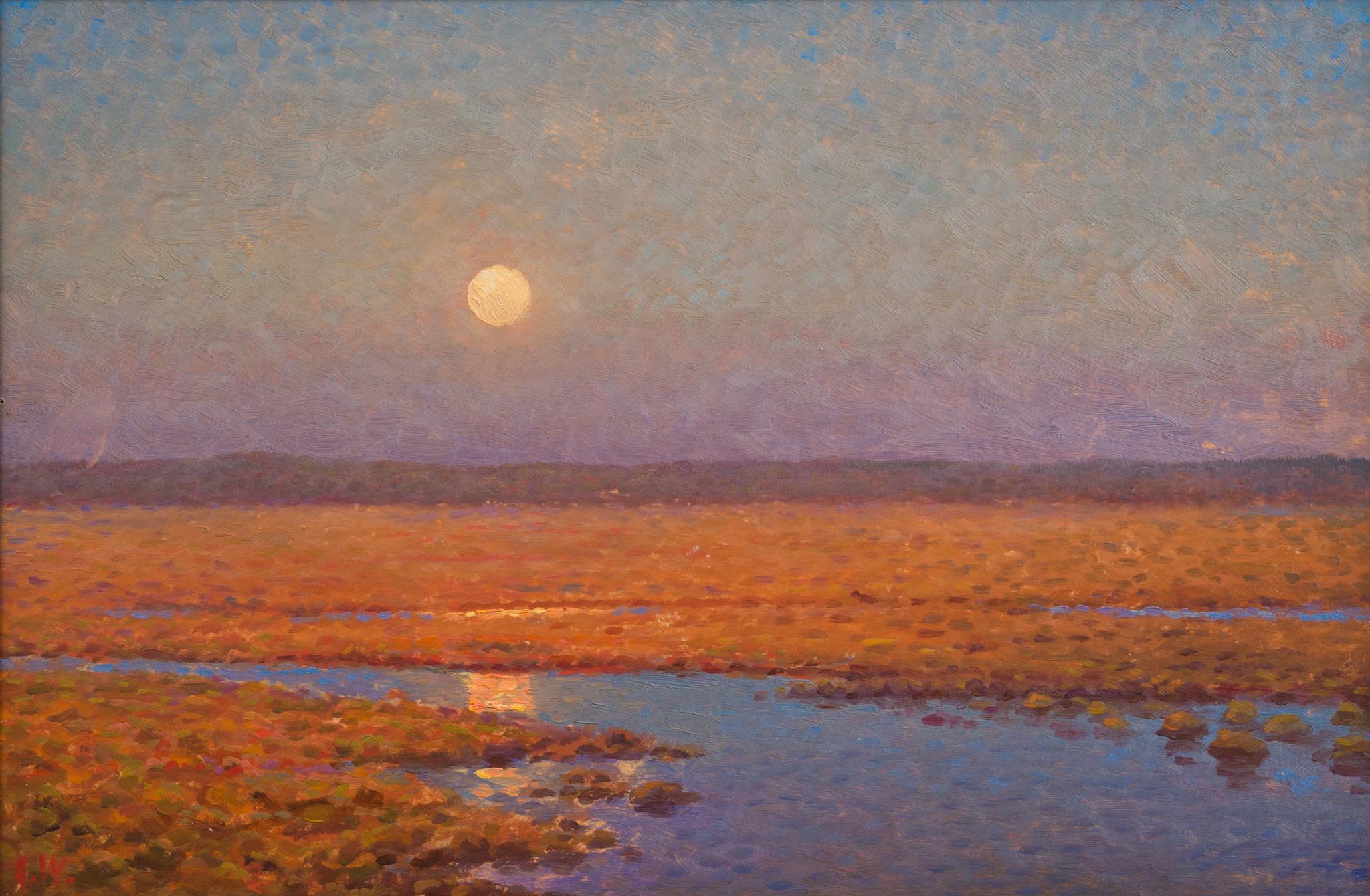 Peinture de paysage Golden Twilight Reflections - Naturalisme Painting par Anders Wahlgren