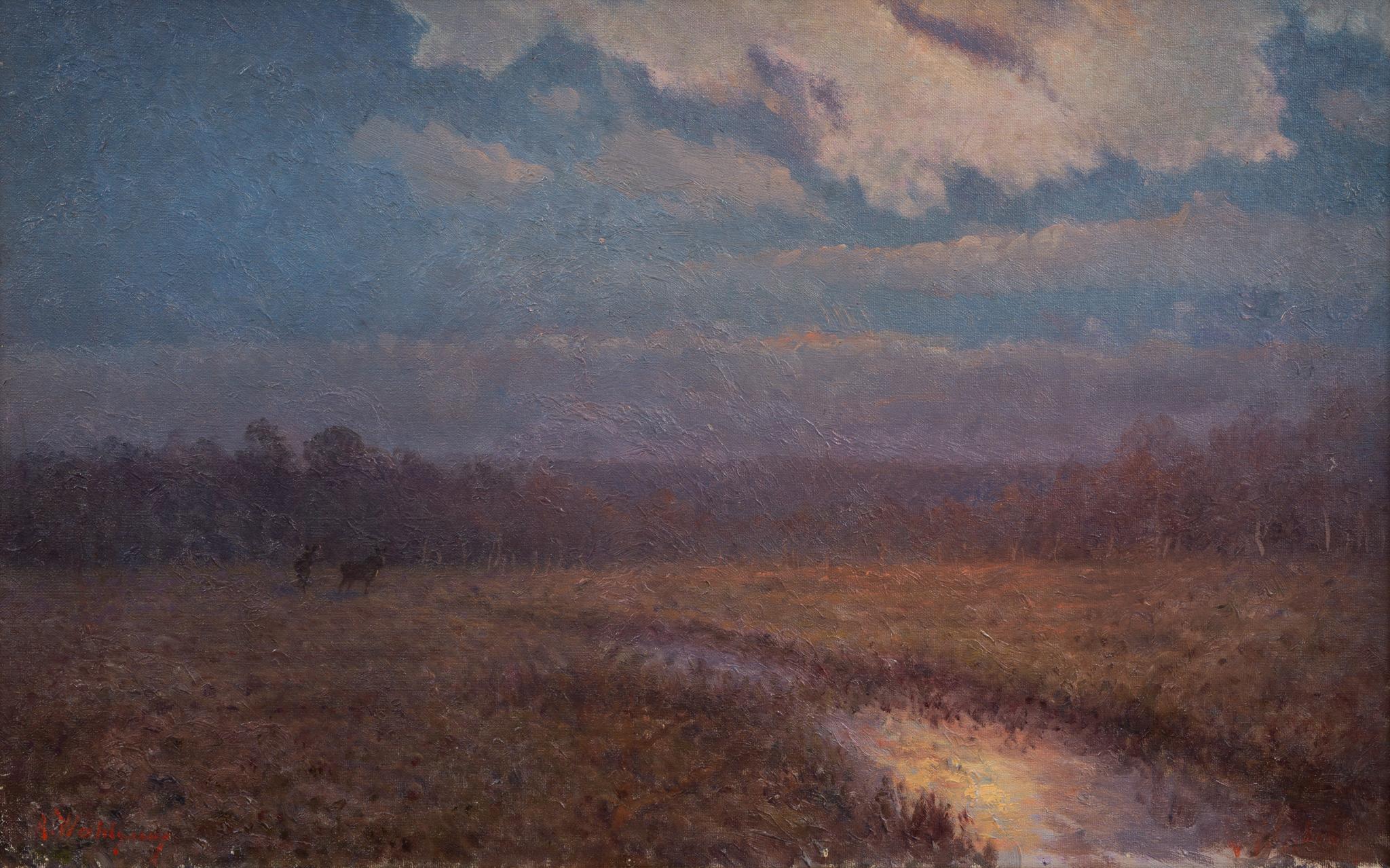 Twilight Meadow with Moose - Painting by Anders Wahlgren