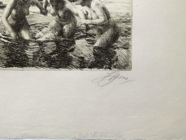 Anders Zorn Etching, 1919, "Against the For Sale at 1stDibs