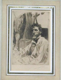 Anders Zorn Original Etching Pencil Signed, 1897 - “August Saint Gaudens”