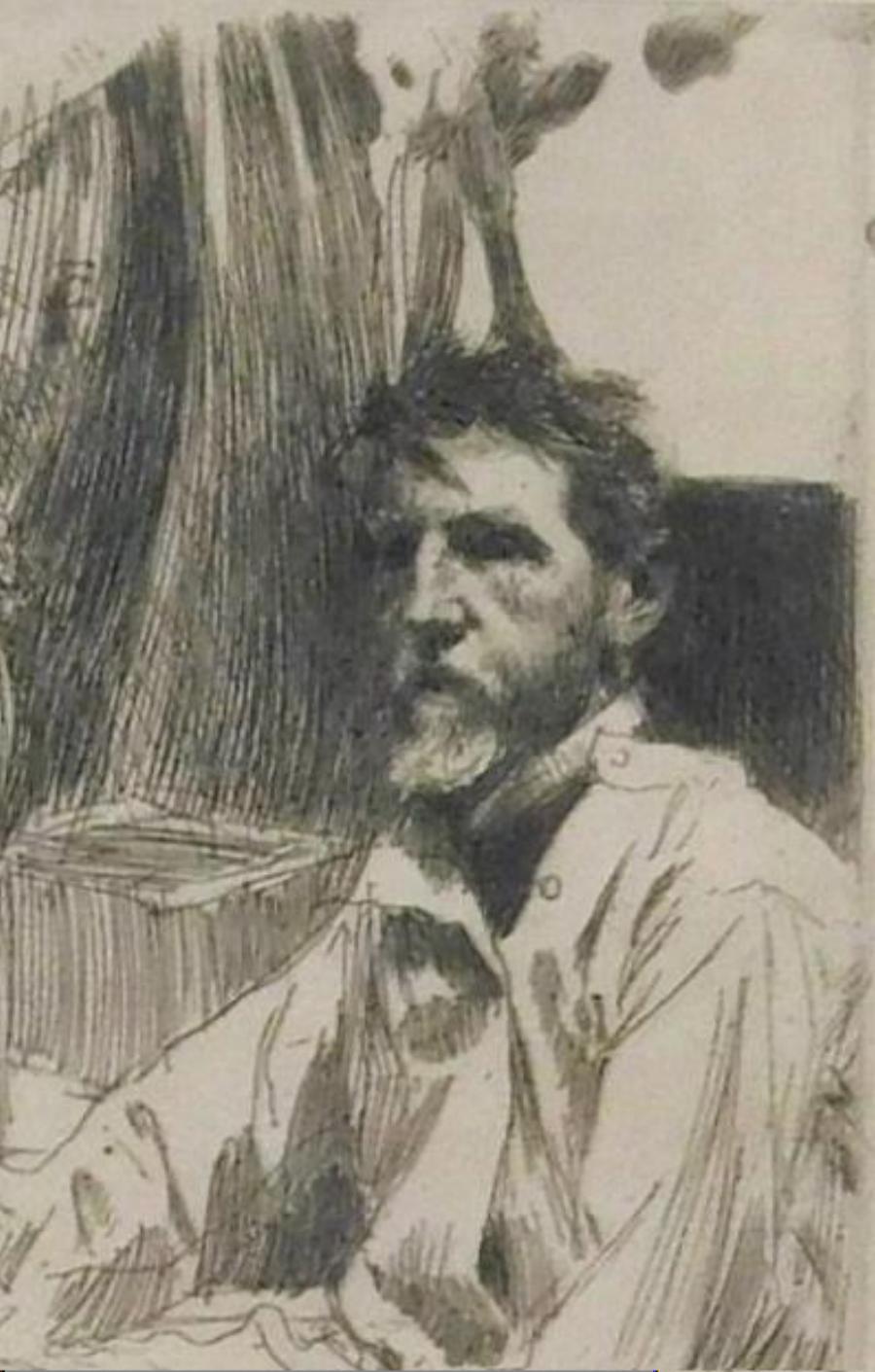 Anders Zorn Original Etching Pencil Signed, 1897 - “August Saint Gaudens” 2