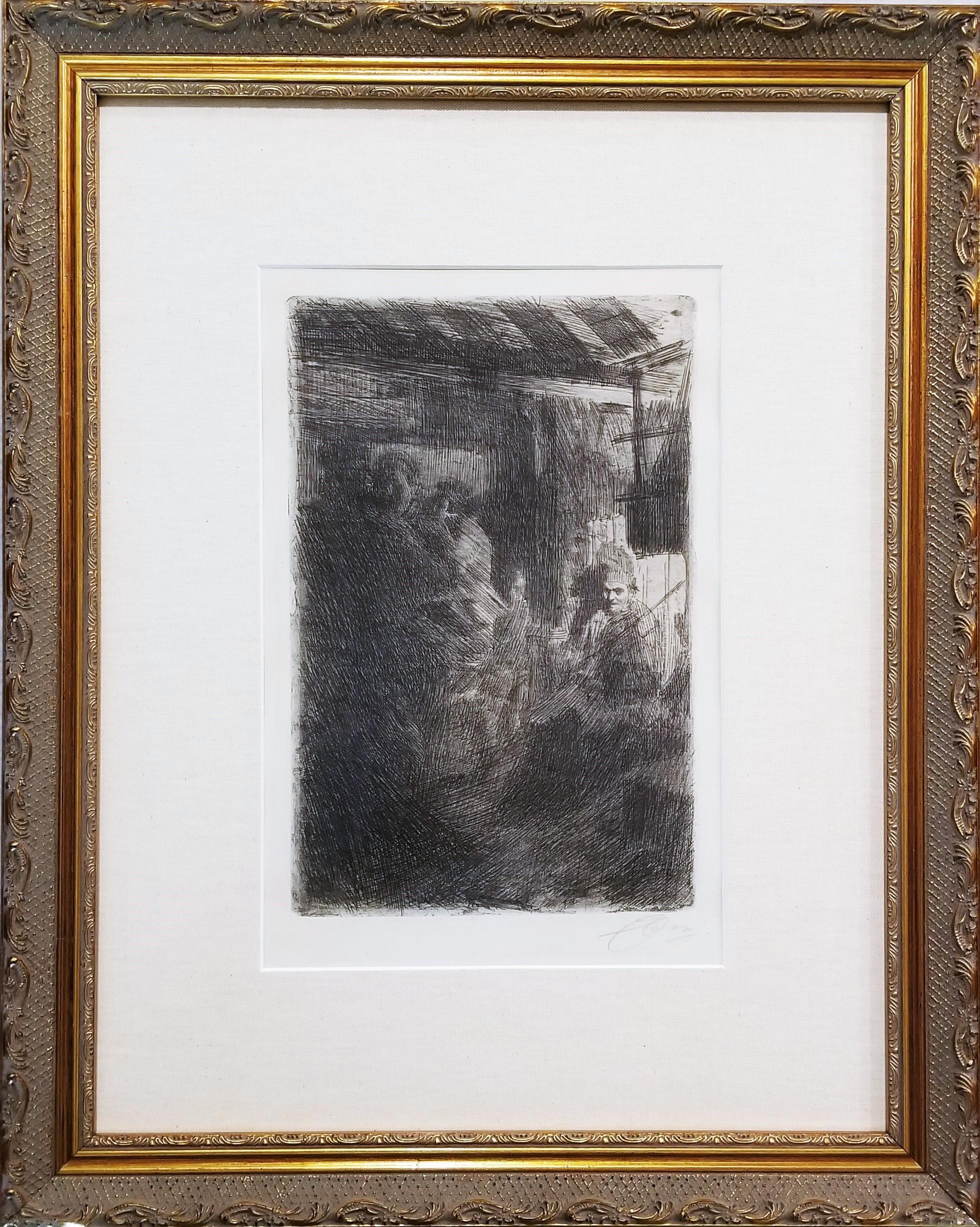 Danse à Gopsmor /// Impressionniste suédois Anders Zorn, gravure de soirée ancienne  en vente 1
