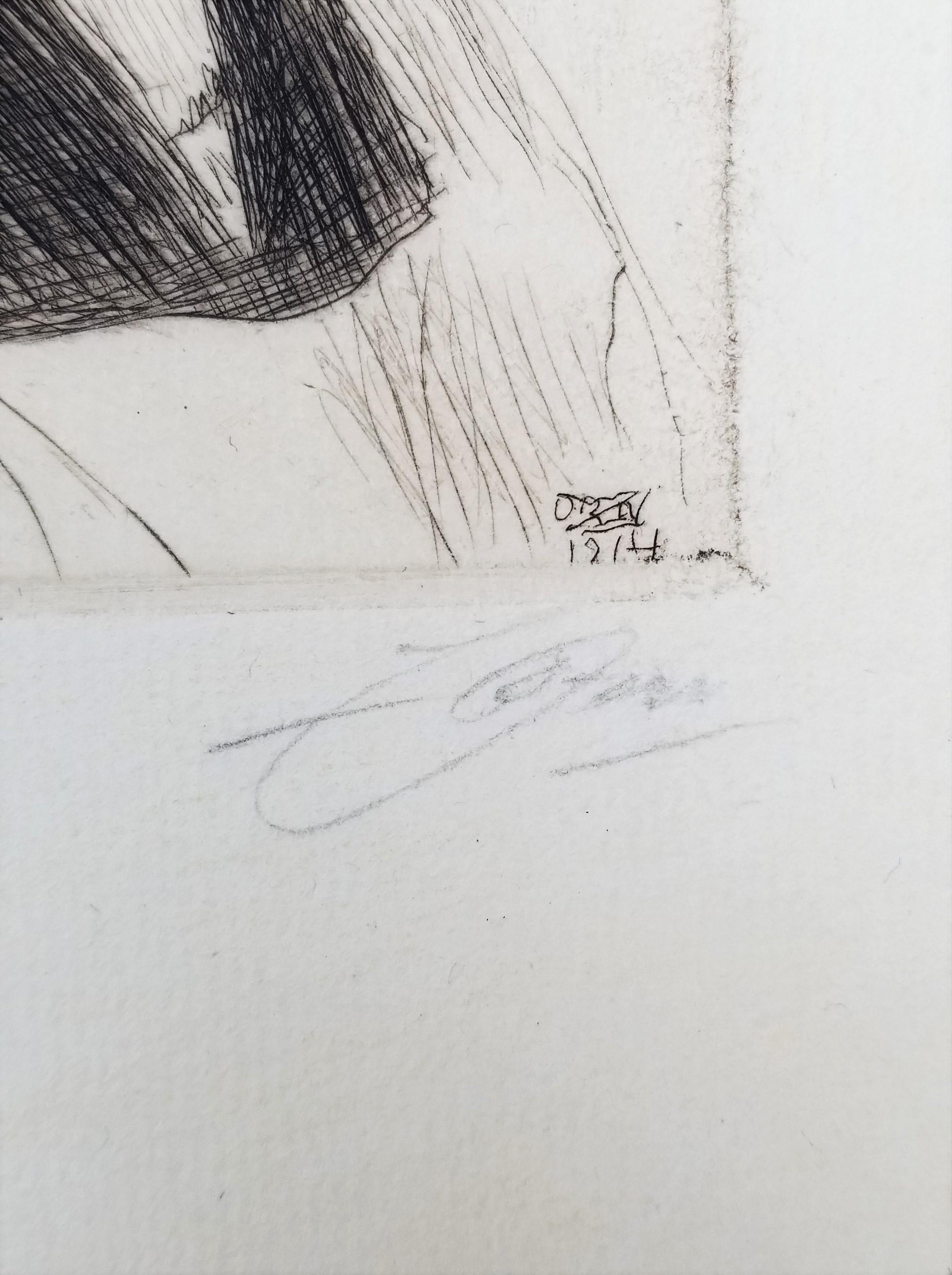Gulli I /// Impressionist Anders Zorn Schwedische Radierung Antikes Mädchengesicht Porträt im Angebot 8