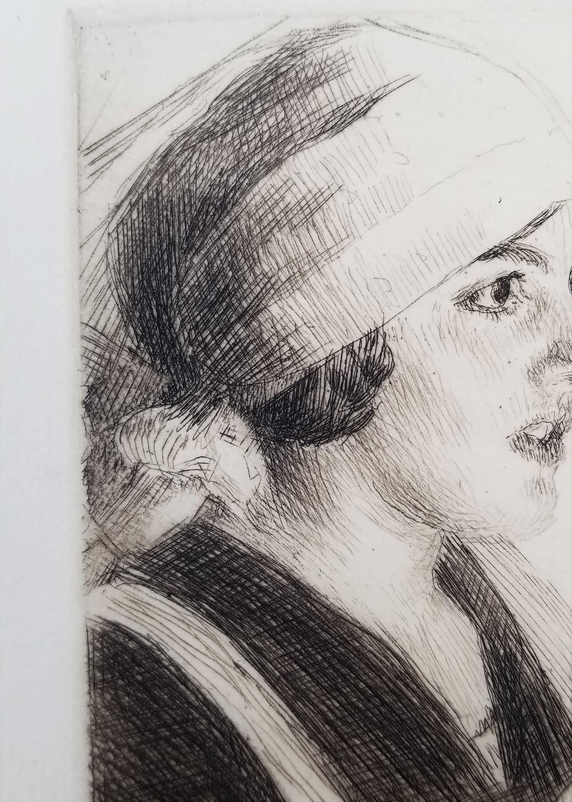 Gulli I /// Impressionist Anders Zorn Schwedische Radierung Antikes Mädchengesicht Porträt im Angebot 11