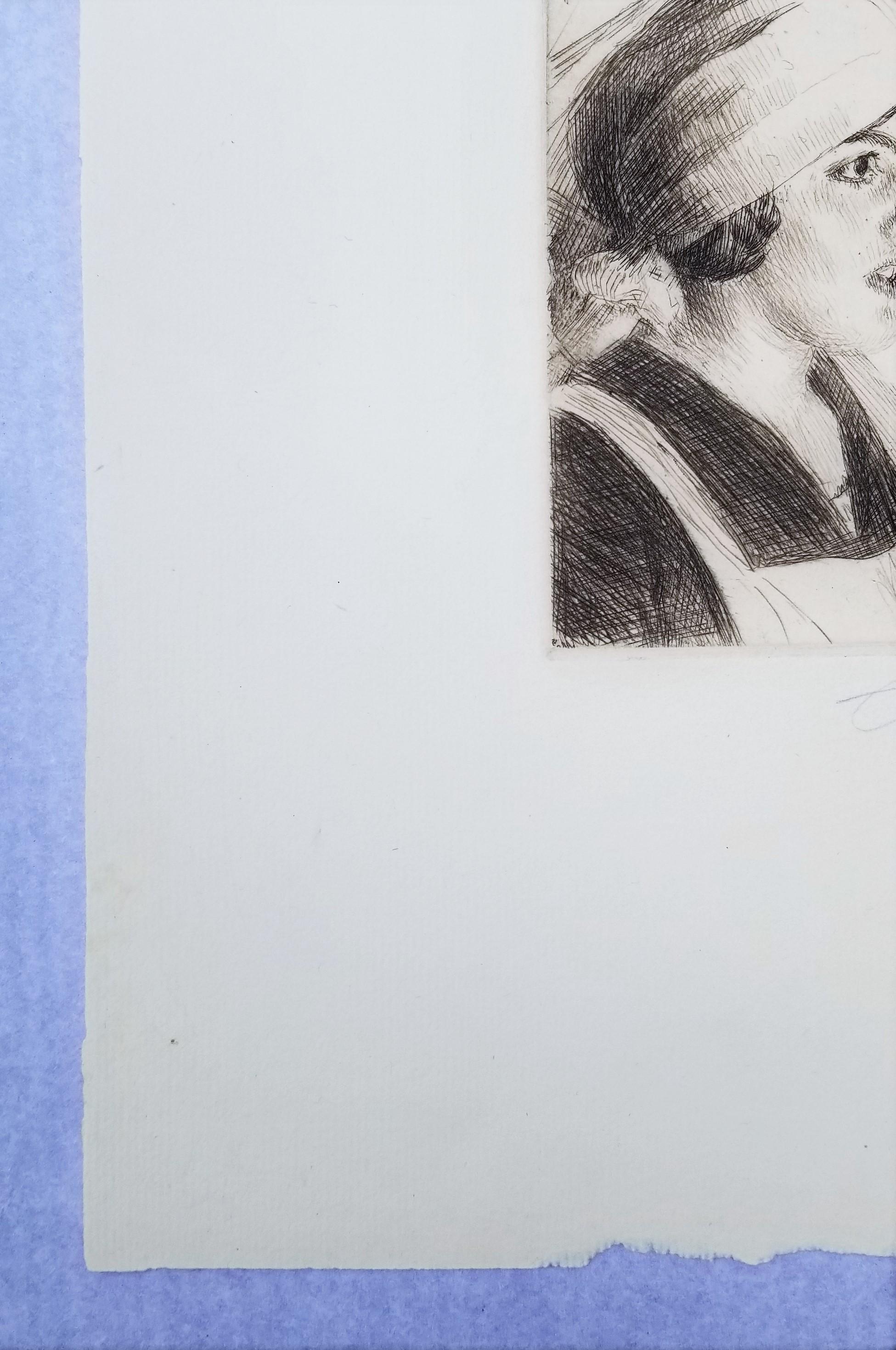 Gulli I /// Impresionista Anders Zorn Aguafuerte sueco Retrato antiguo de rostro de niña en venta 2