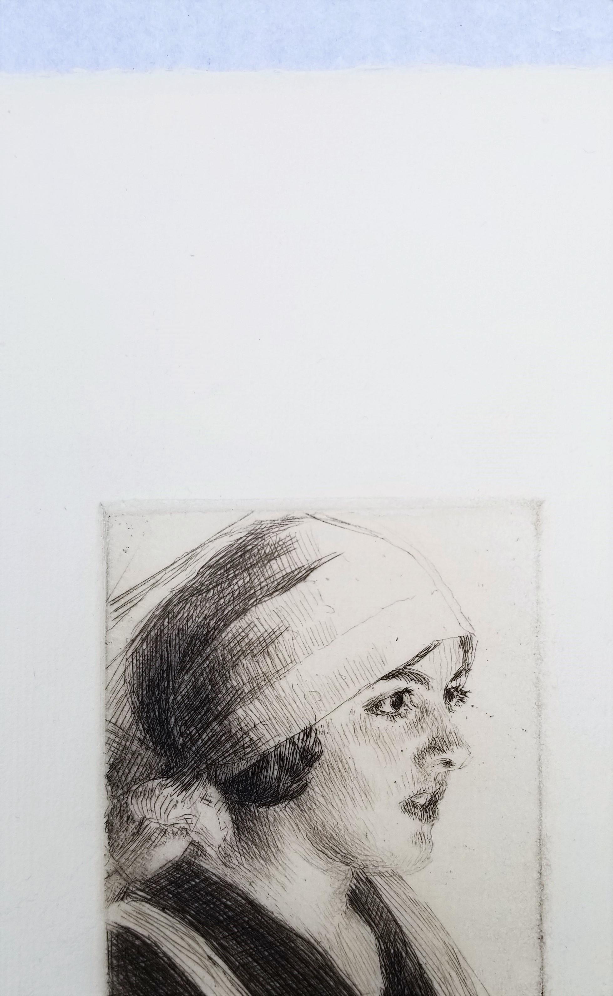 Gulli I /// Impressionist Anders Zorn Schwedische Radierung Antikes Mädchengesicht Porträt im Angebot 6