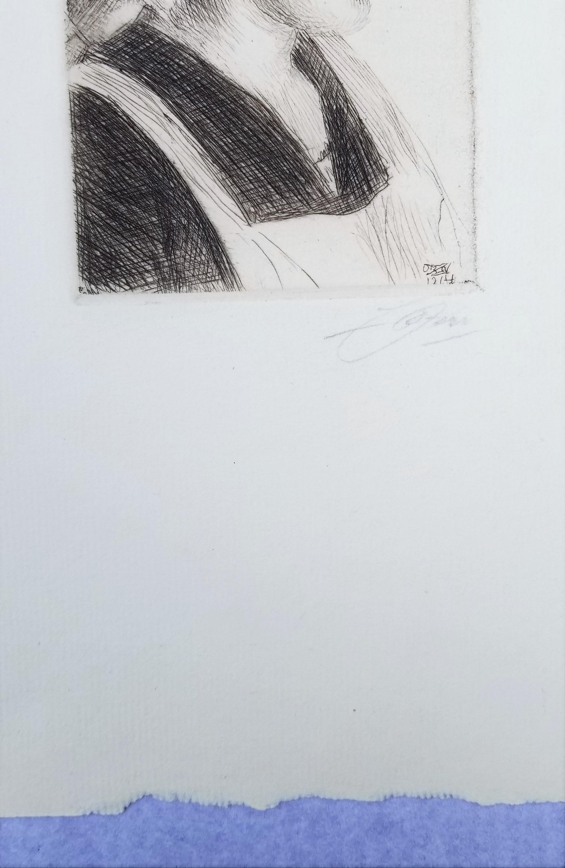 Gulli I /// Impressionist Anders Zorn Schwedische Radierung Antikes Mädchengesicht Porträt im Angebot 7