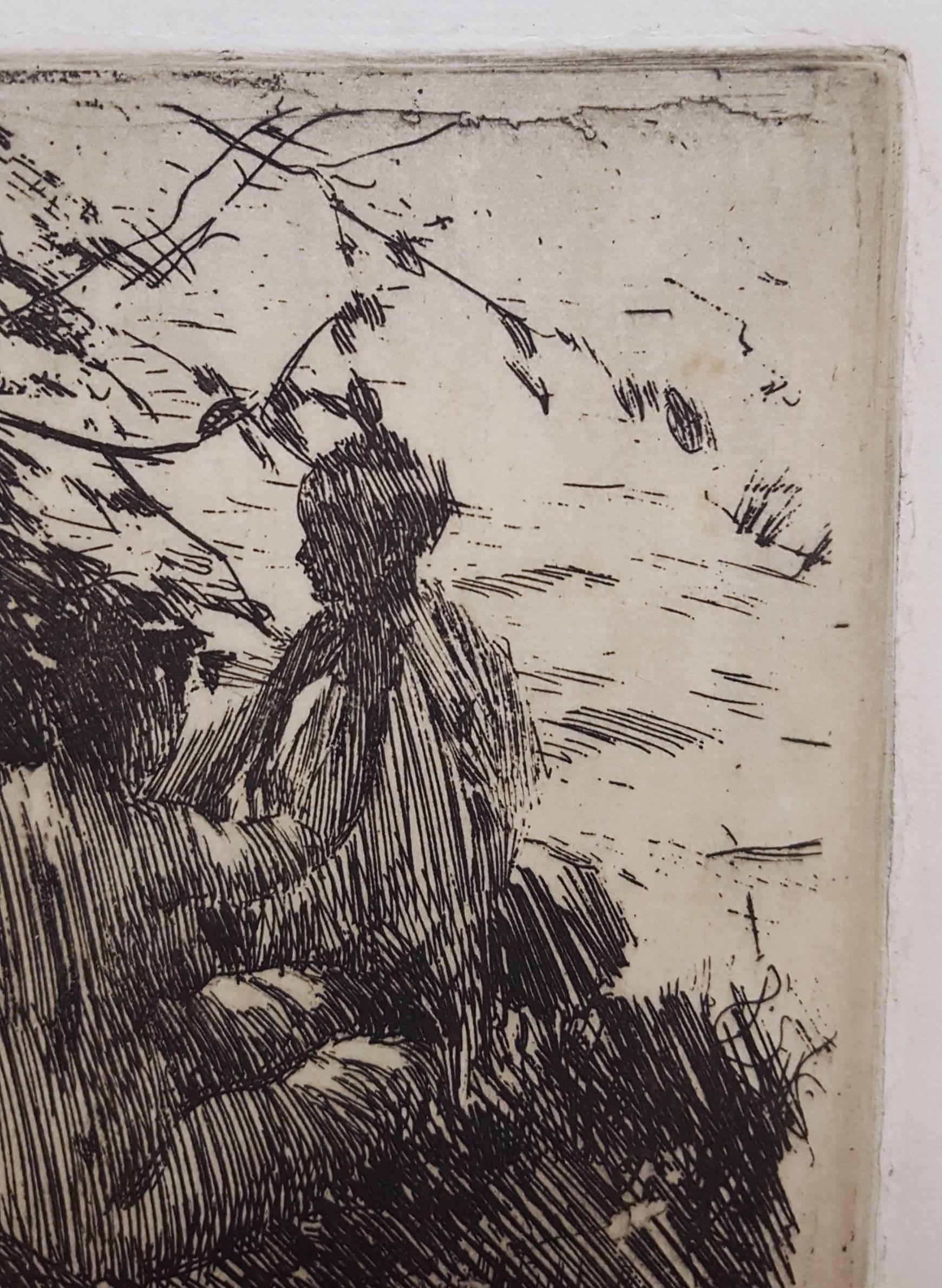 An original etching on laid paper by Swedish artist Anders Zorn (1860-1920) titled 