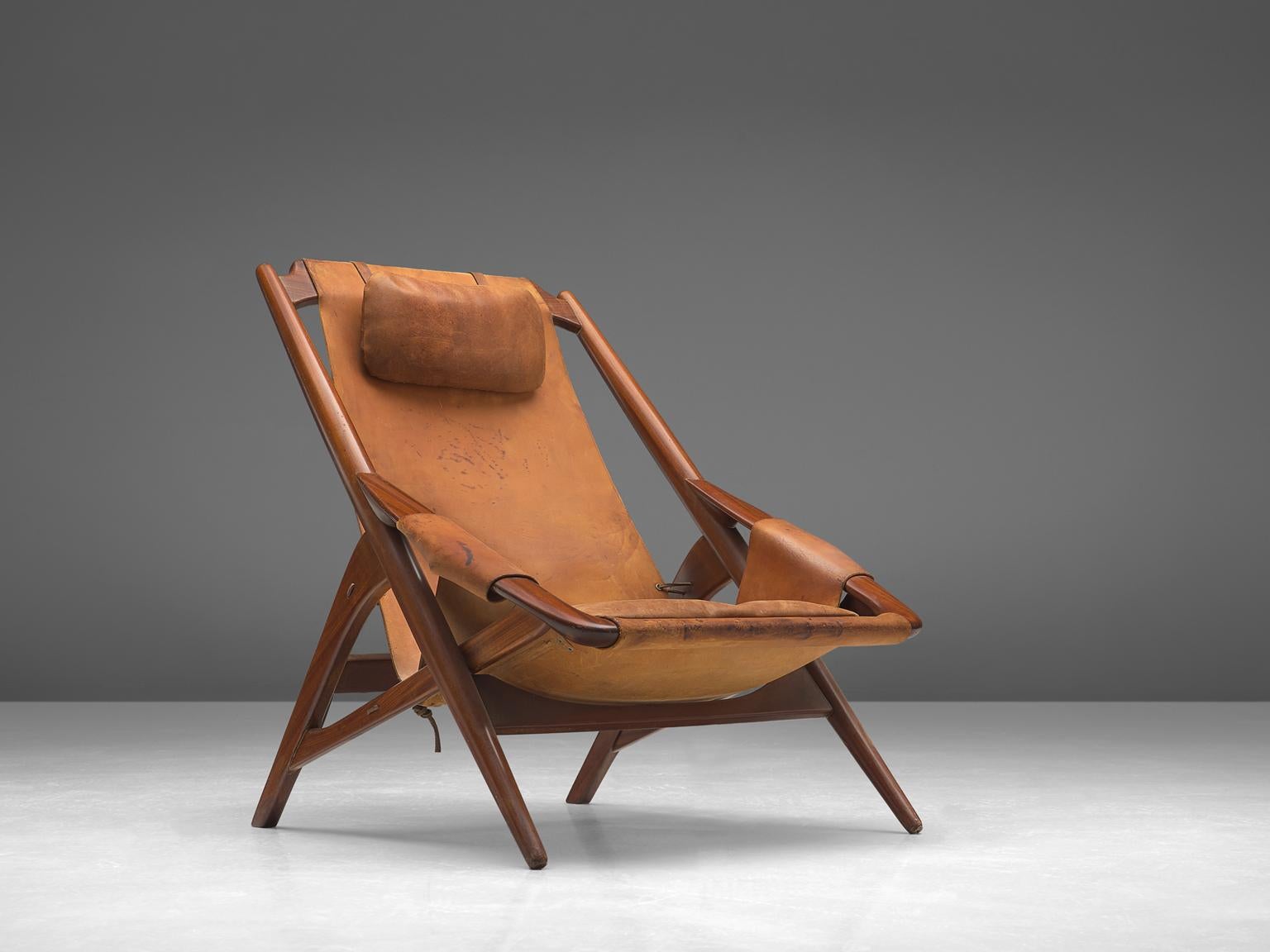 Italian Andersag Lounge Chair in Patinated Cognac Leather