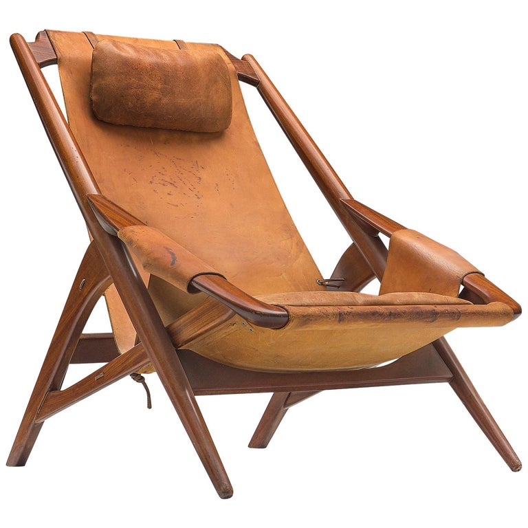 Andersag Lounge Chair in Patinated Cognac Leather For Sale at 1stDibs