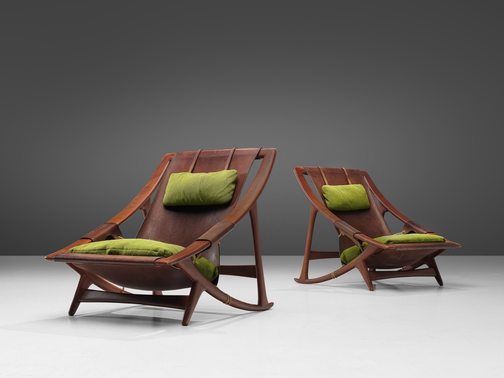 Mid-Century Modern Andersag Lounge Chairs in Patinated Cognac Leather