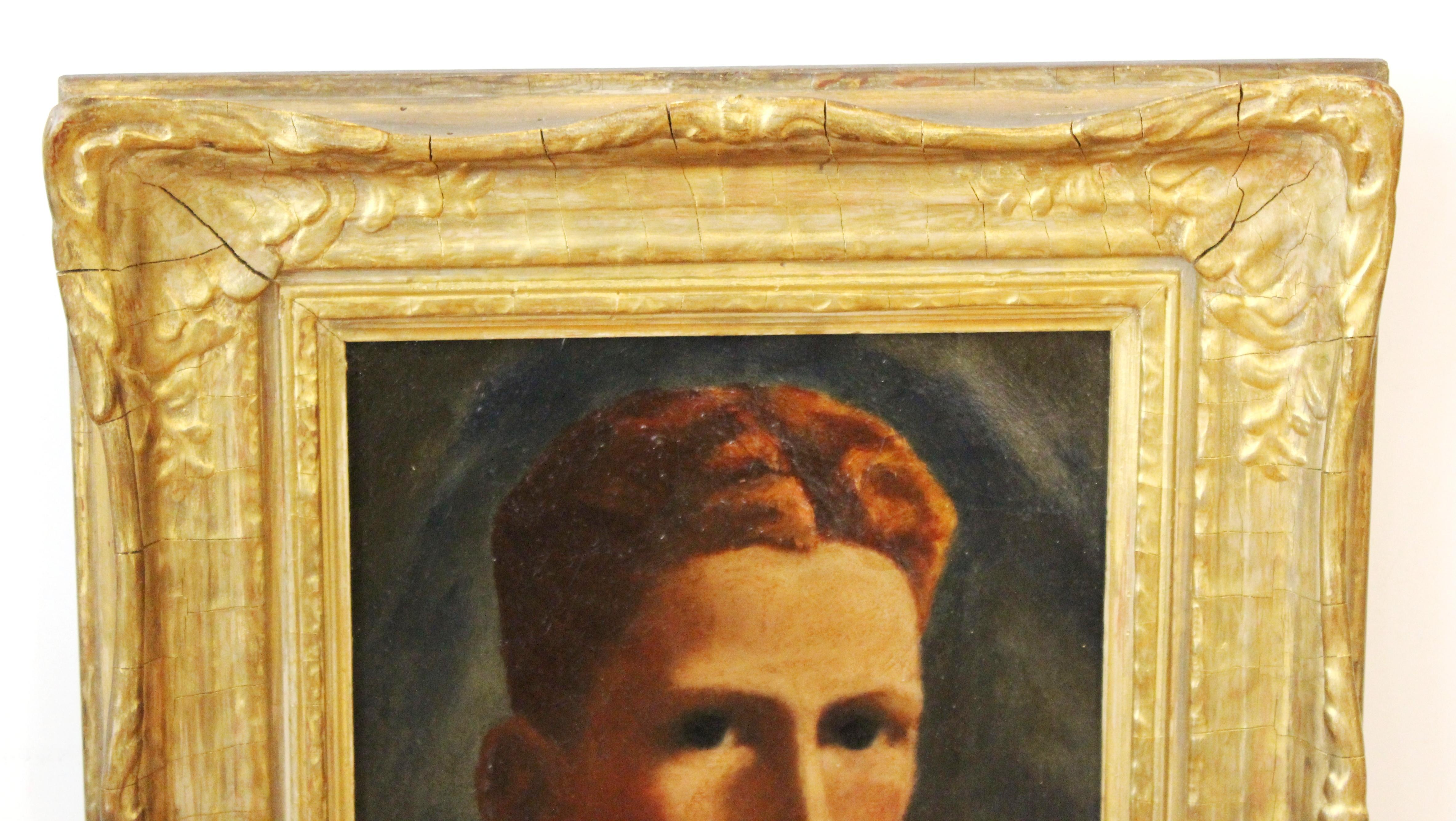 Art déco Anderson Craig Portrait gothique américain Peinture à l'huile d'un homme aux cheveux roux en vente