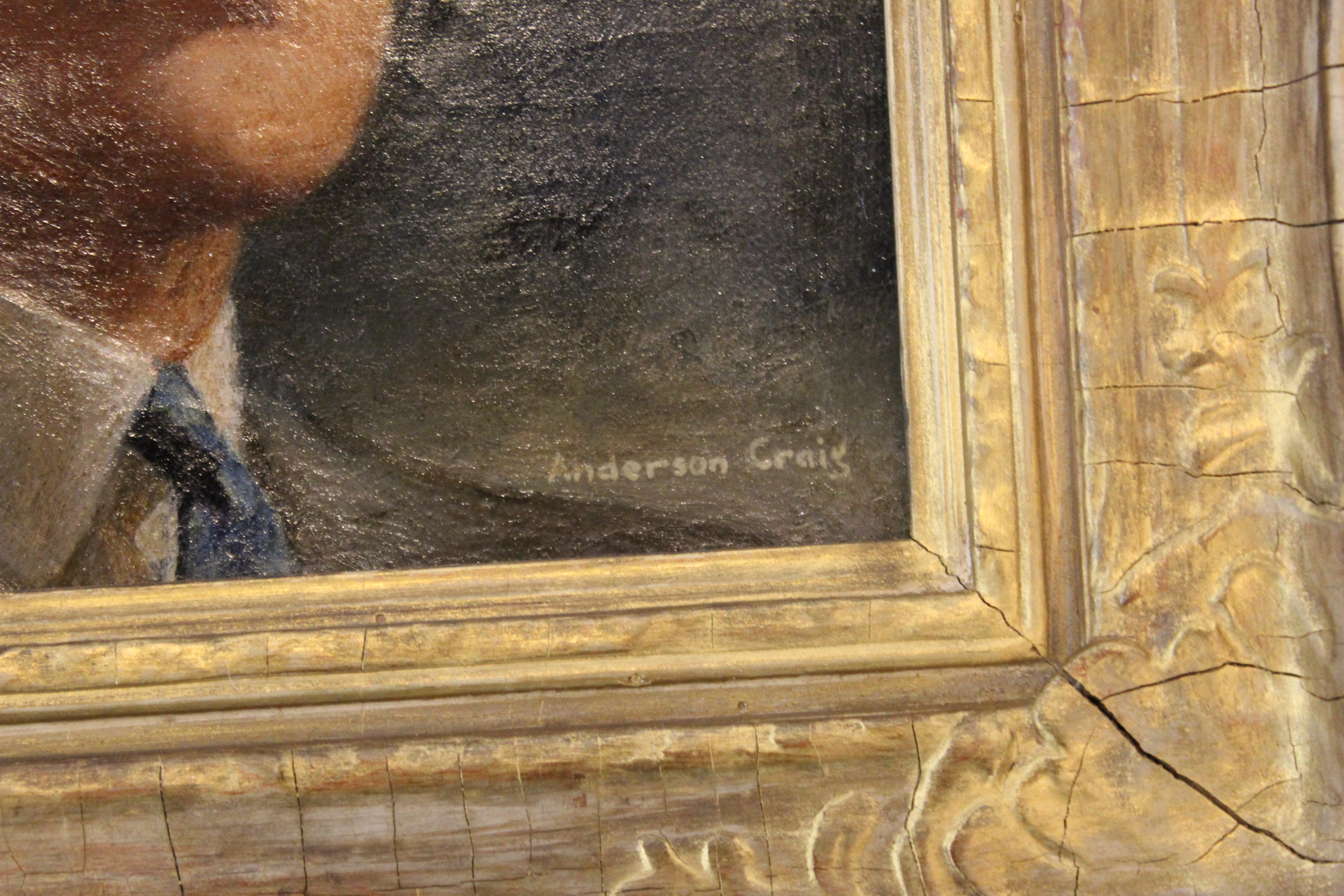 Américain Anderson Craig Portrait gothique américain Peinture à l'huile d'un homme aux cheveux roux en vente