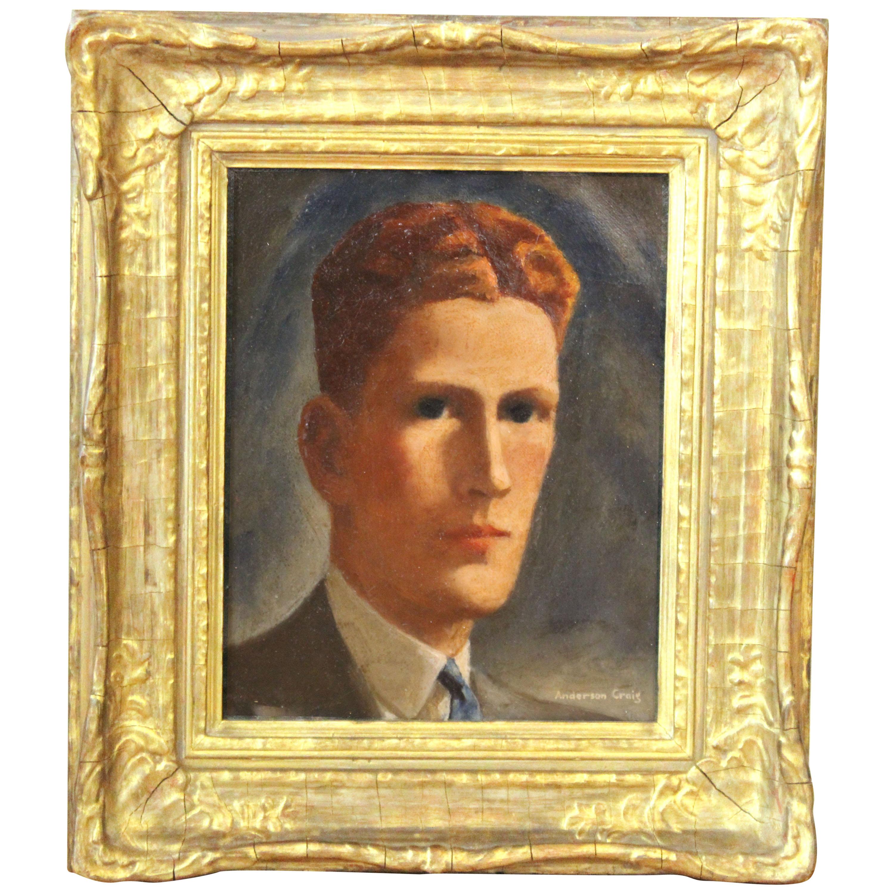 Anderson Craig American Gothic Portrait Oil Painting of a Man with Red Hair For Sale