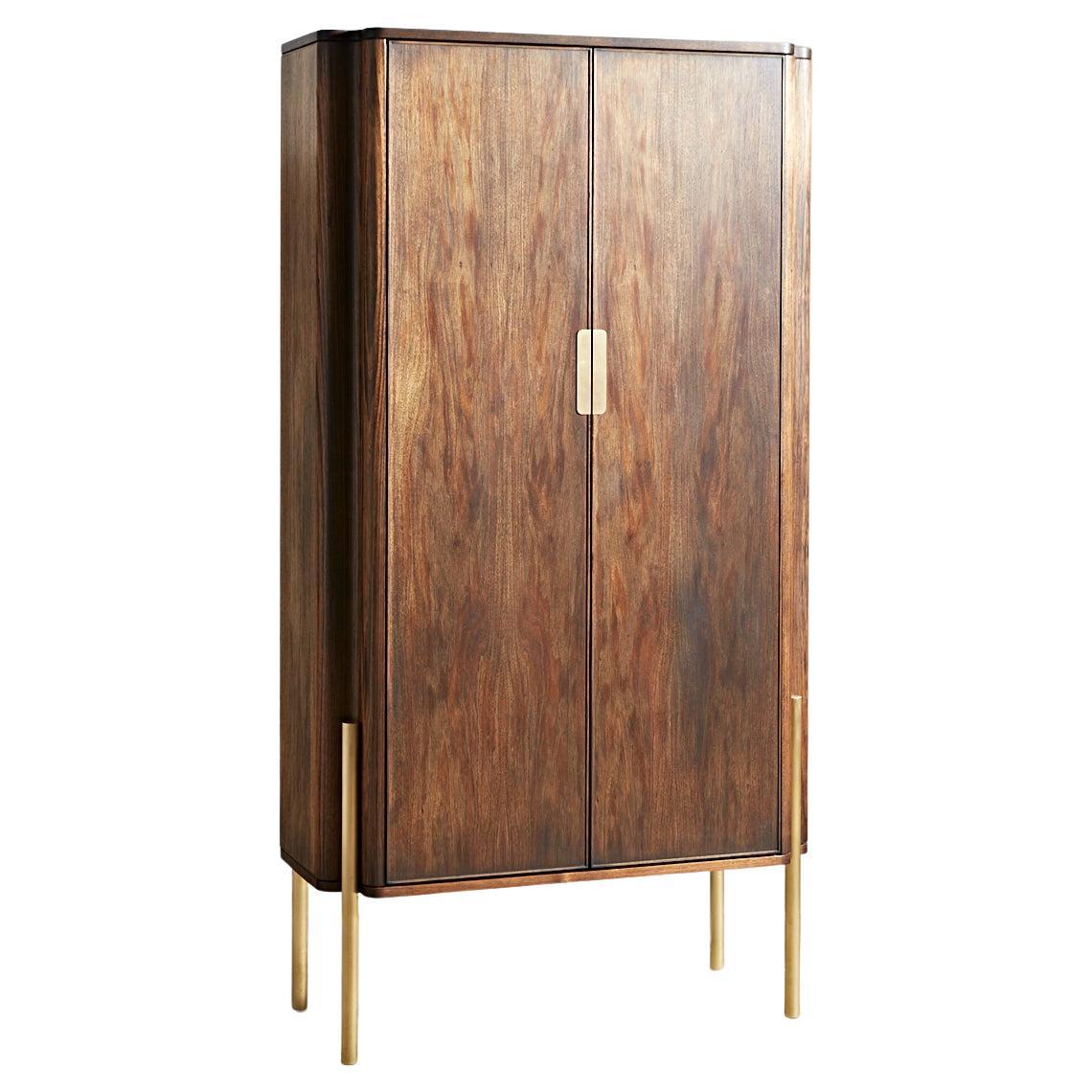 Anderson Drinks Cabinet in Rosewood, Brass and Marble by Paradox Movement For Sale