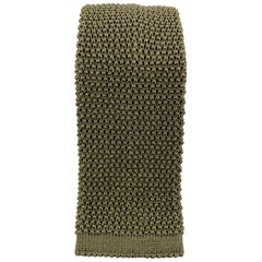 ANDERSON & SHEPPARD Olive Green Silk Textured Knit Tie