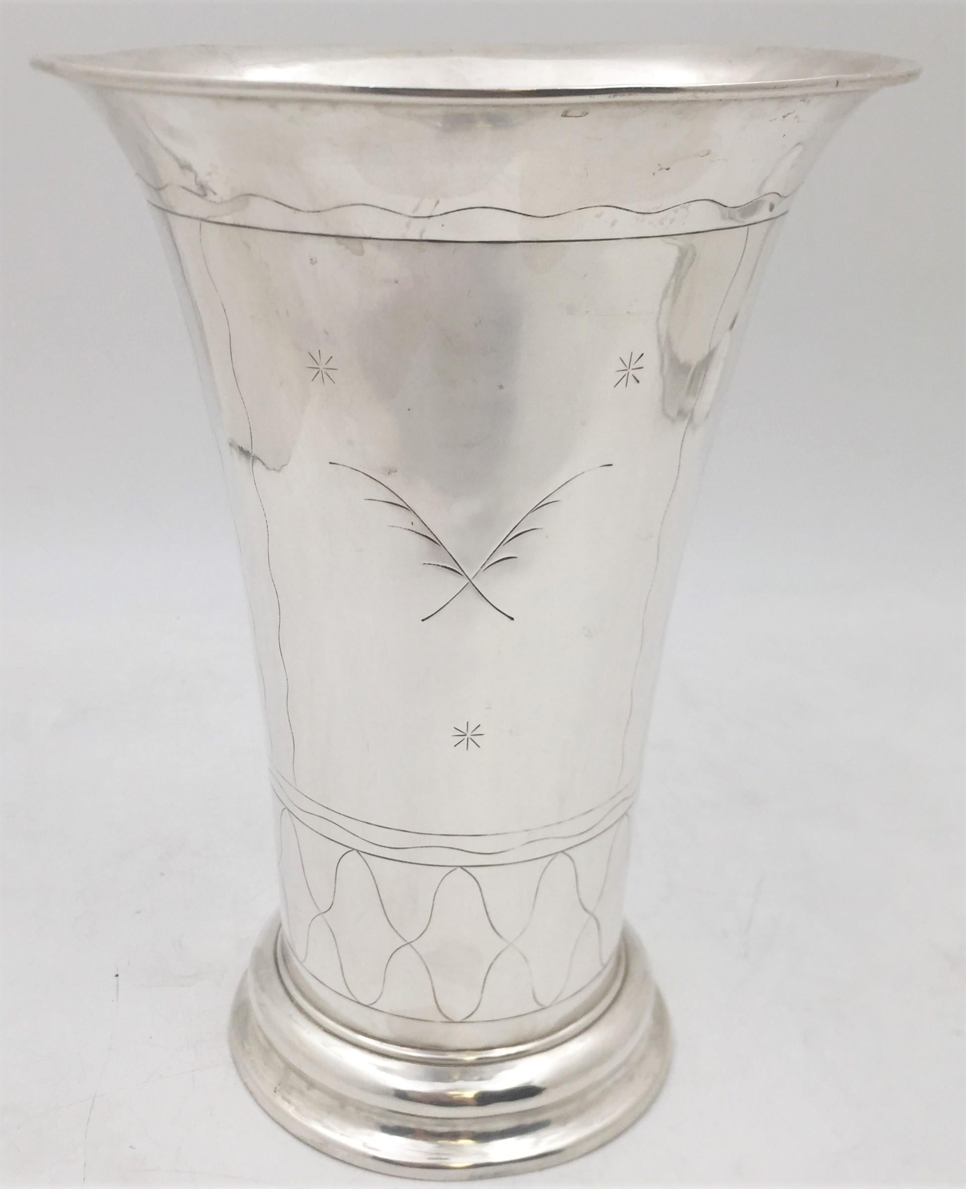 Anderson Swedish Silver 1938 Vase in Mid-Century Modern Style In Good Condition For Sale In New York, NY