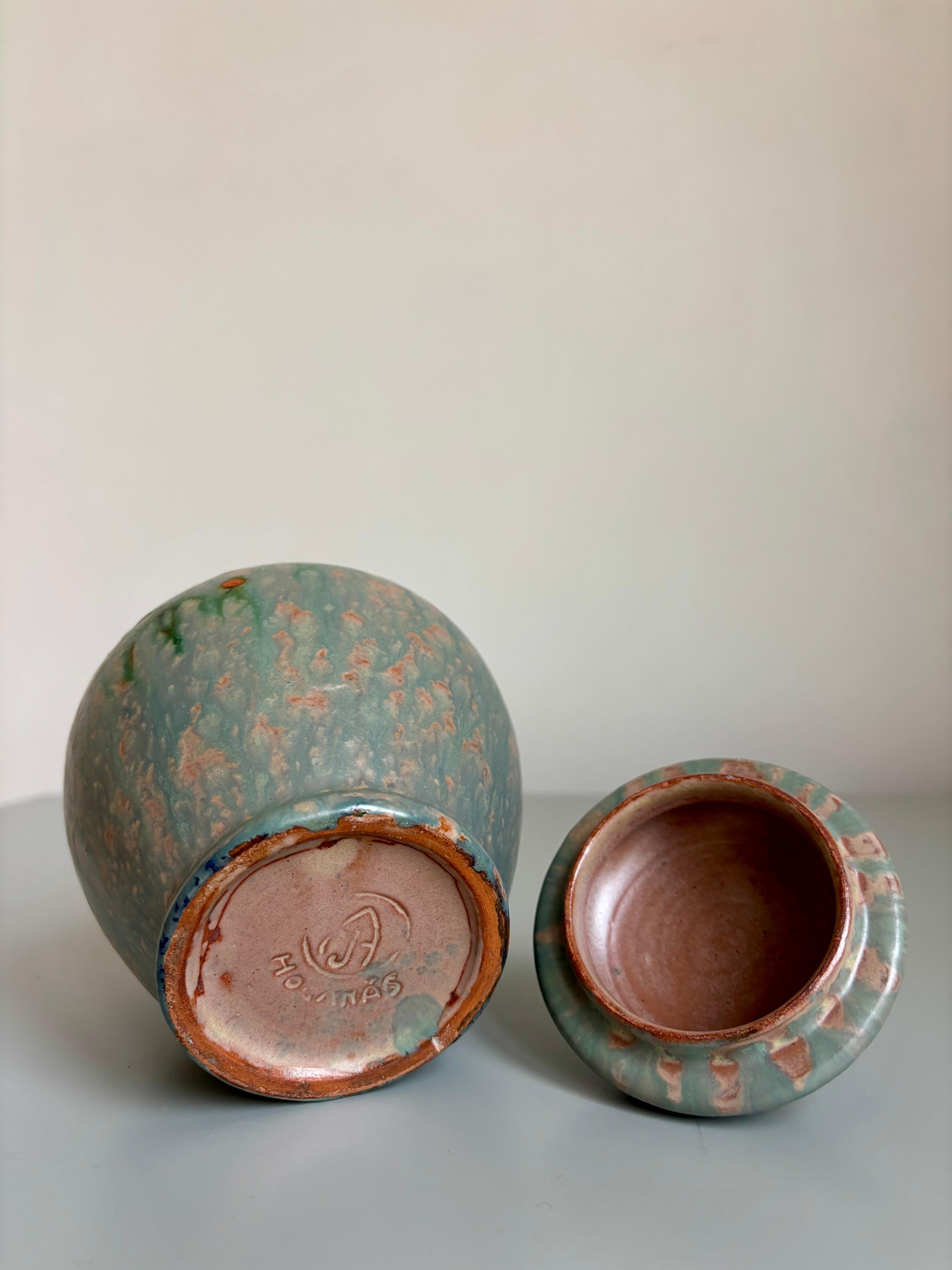 Andersson & Johansson, jarre à couvercle en forme de poisson Höganäs, années 1930 en vente 5