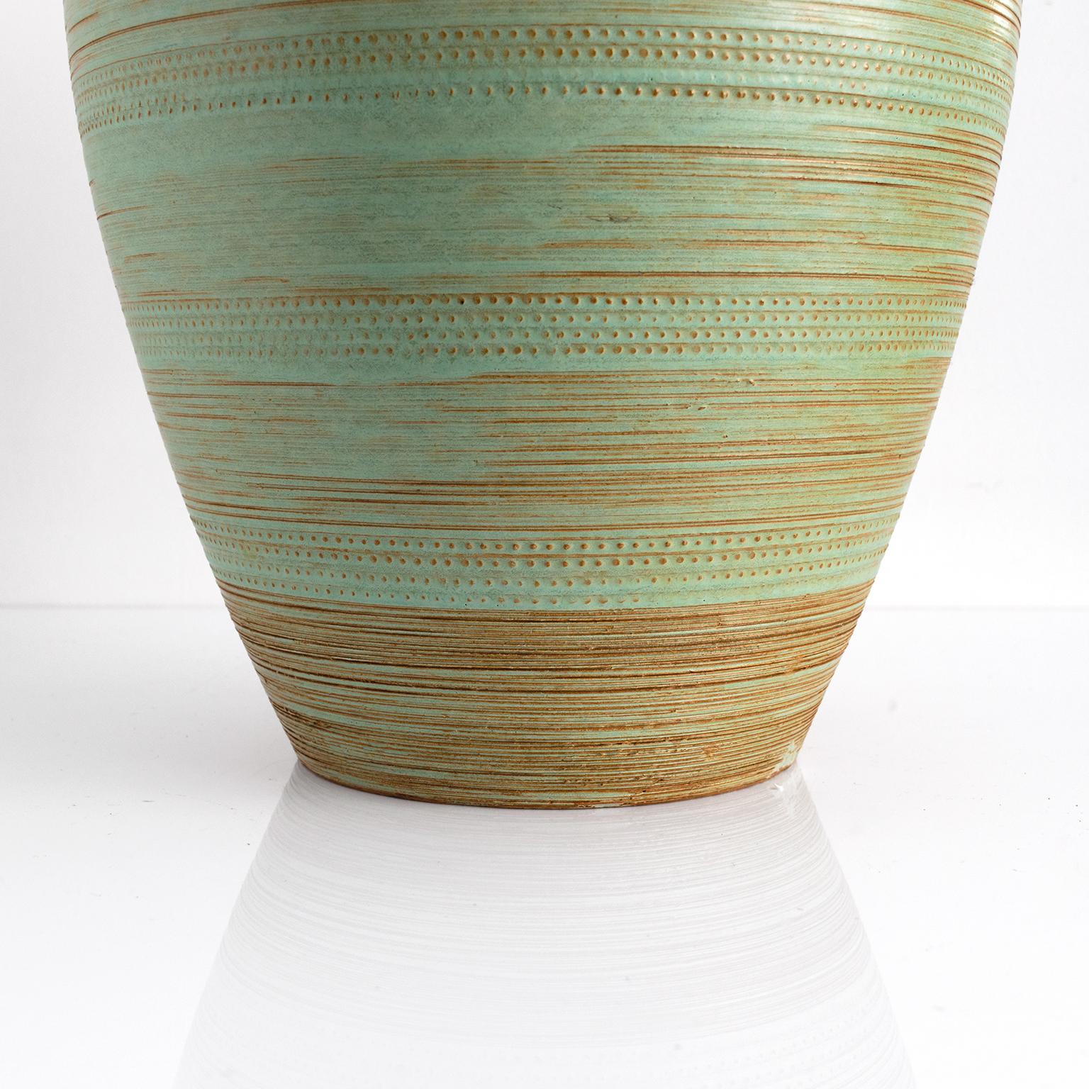 Andersson & Johansson, Höganäs, Large Ceramic Vase in Green 1940'S, Sweden In Good Condition For Sale In New York, NY