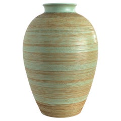 Andersson & Johansson, Höganäs, Large Ceramic Vase in Green 1940'S, Sweden