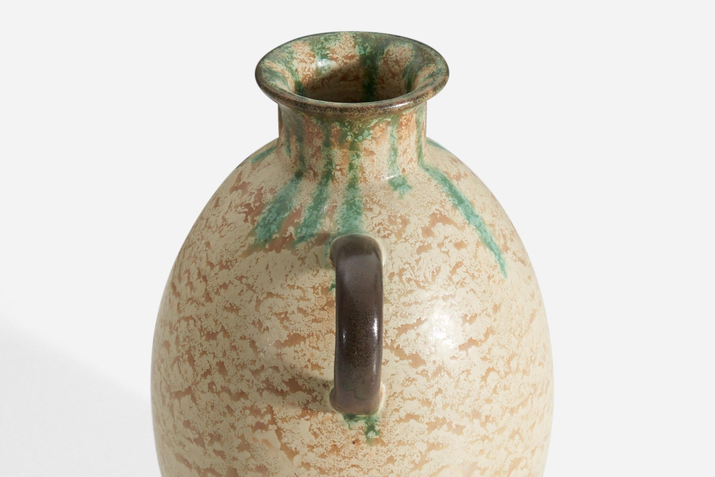 Scandinavian Modern Andersson Johansson, Sizable Vase, Glazed Earthenware, Höganäs, Sweden, 1930s For Sale